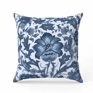 Mughal Era Garden Treasures Faux Suede Reversible Throw Pillow Skyblue and Darkgrey