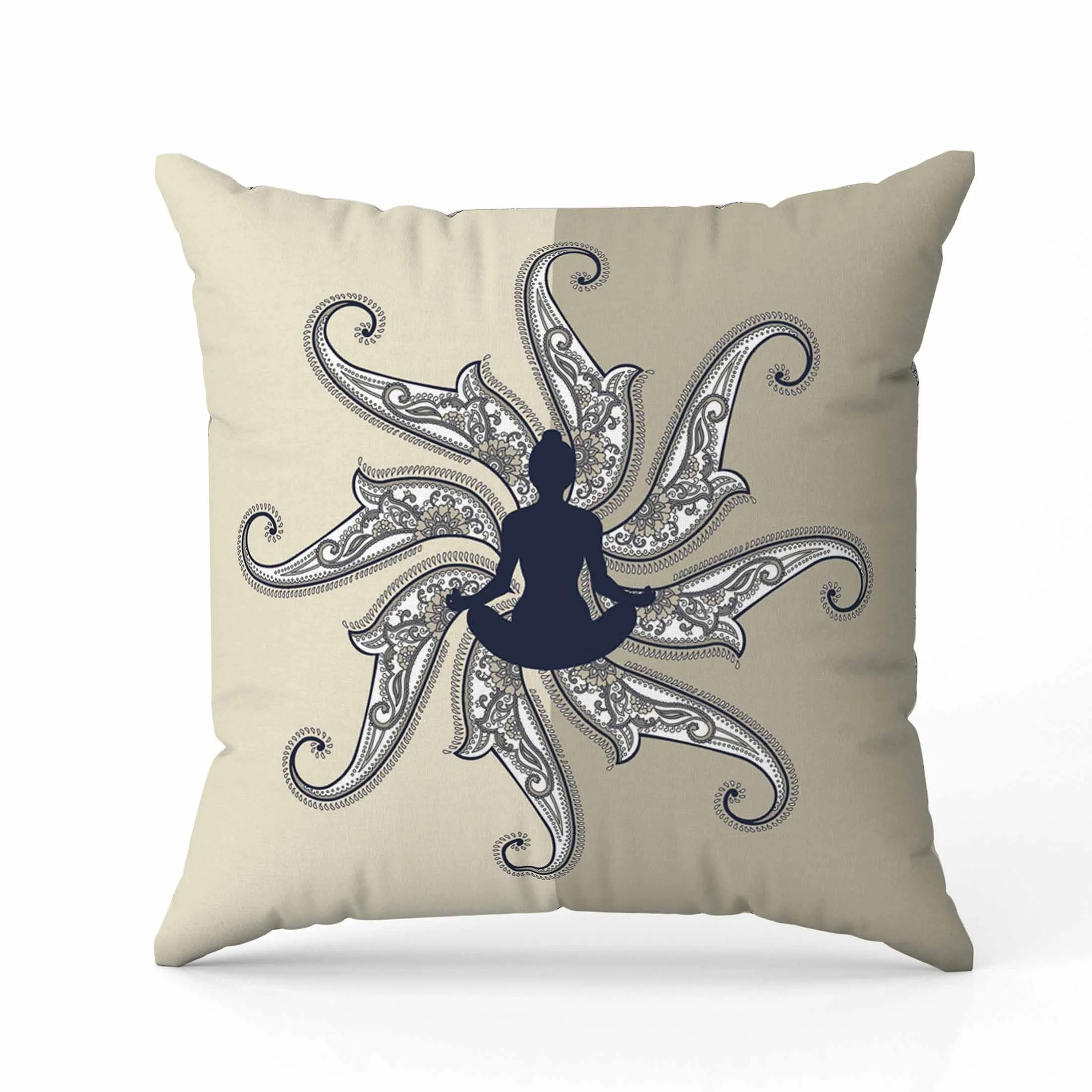 Mystic Silence Faux Suede Reversible Throw Pillow Beige and Blue