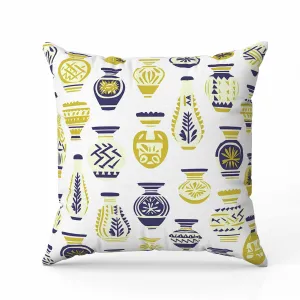 Mystical Pottery Indoor/Outdoor Reversible Throw Pillow White and Gold
