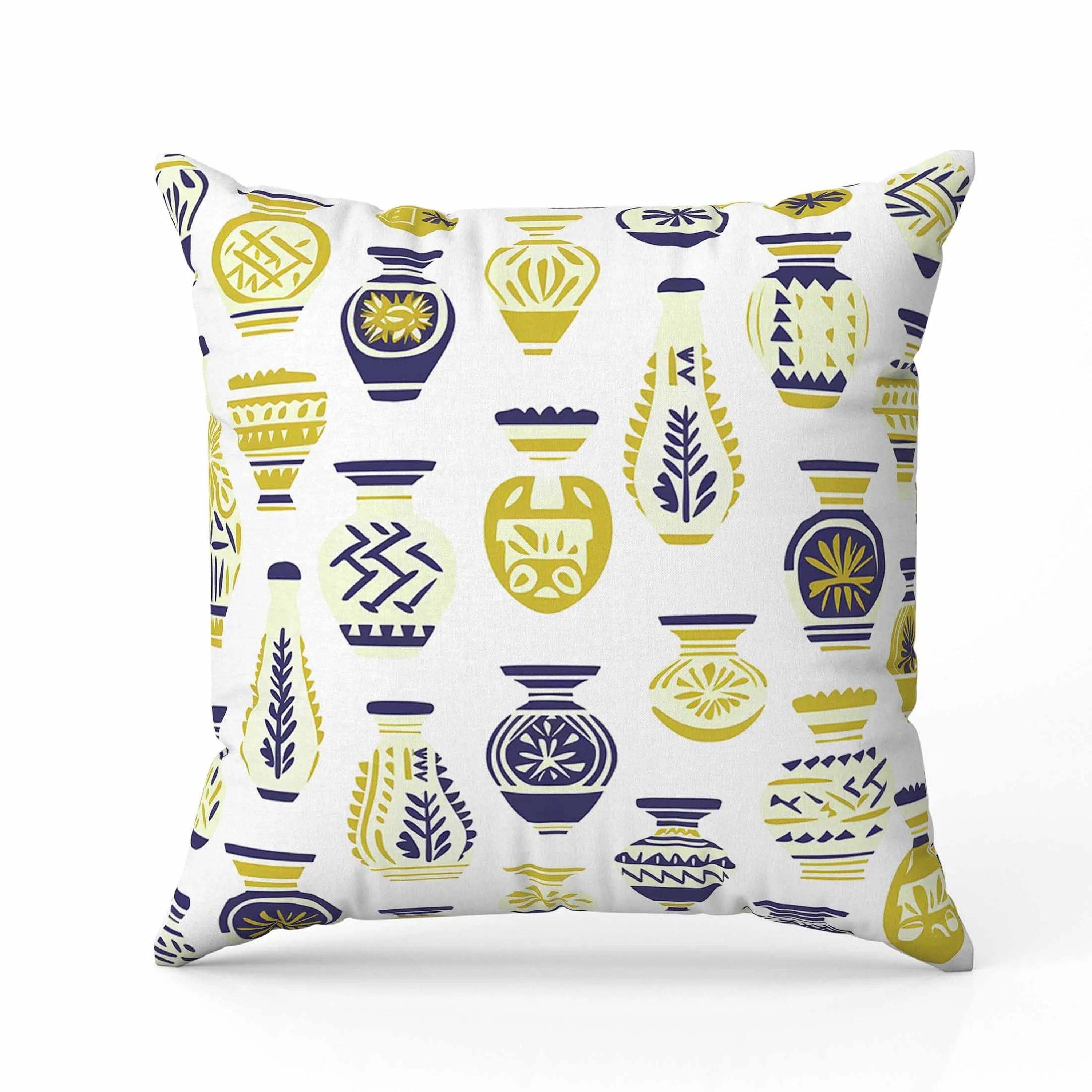 Mystical Pottery Indoor/Outdoor Reversible Throw Pillow White and Gold