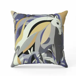 Mythical Horse Faux Suede Reversible Throw Pillow Blue and Gray