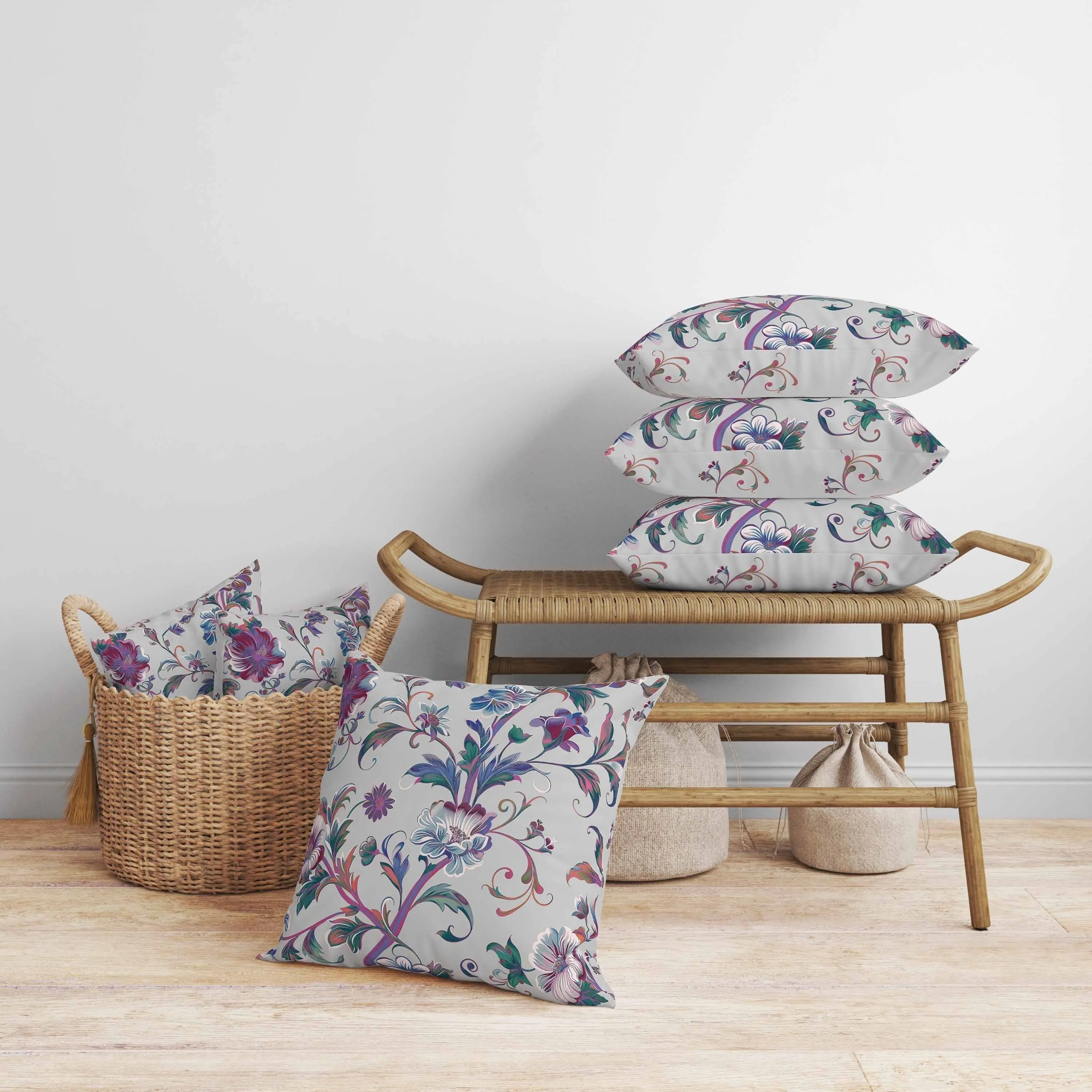 Nature's Palette Faux Suede Reversible Throw Pillow Beige and Blue