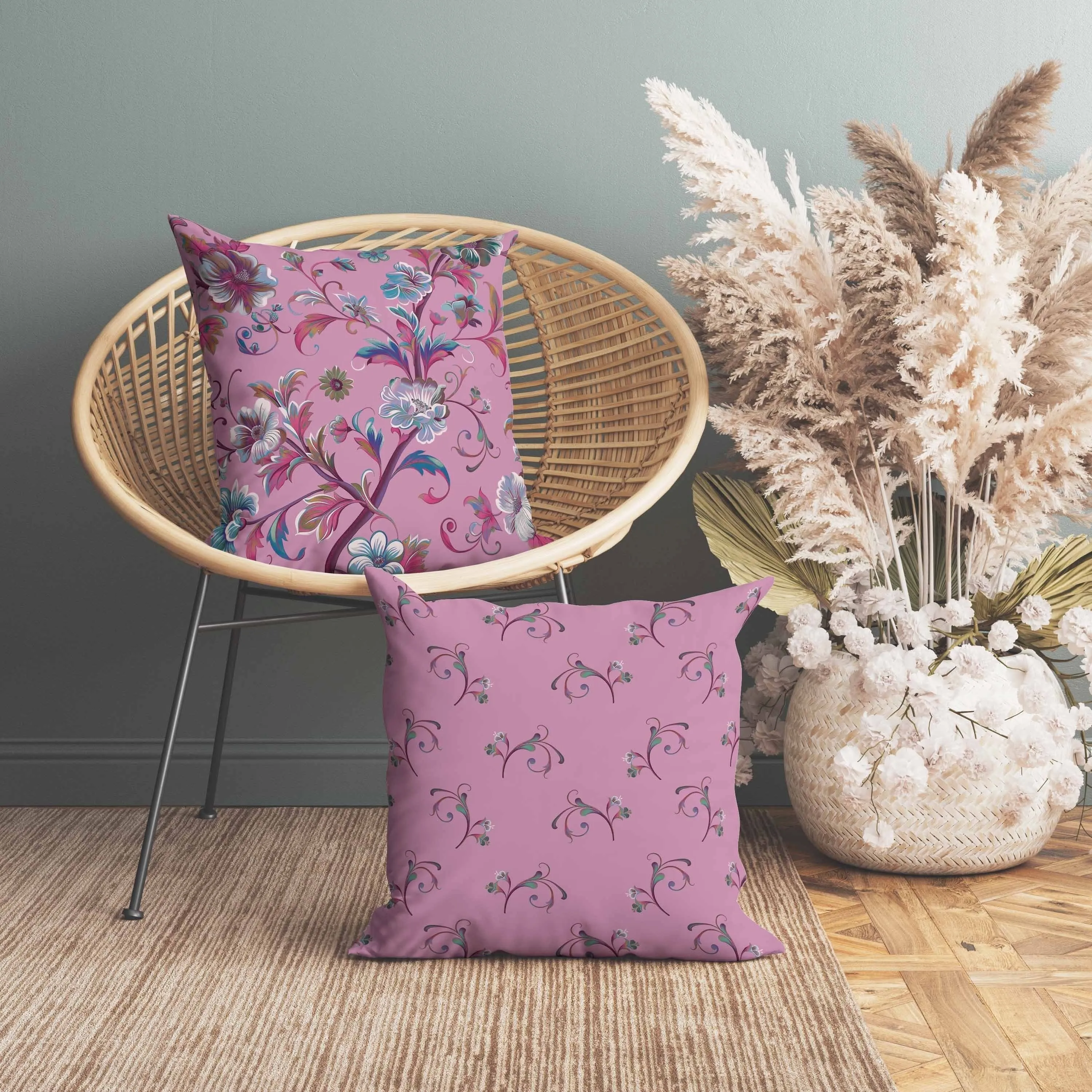Nature's Palette Faux Suede Reversible Throw Pillow Pink and Blue