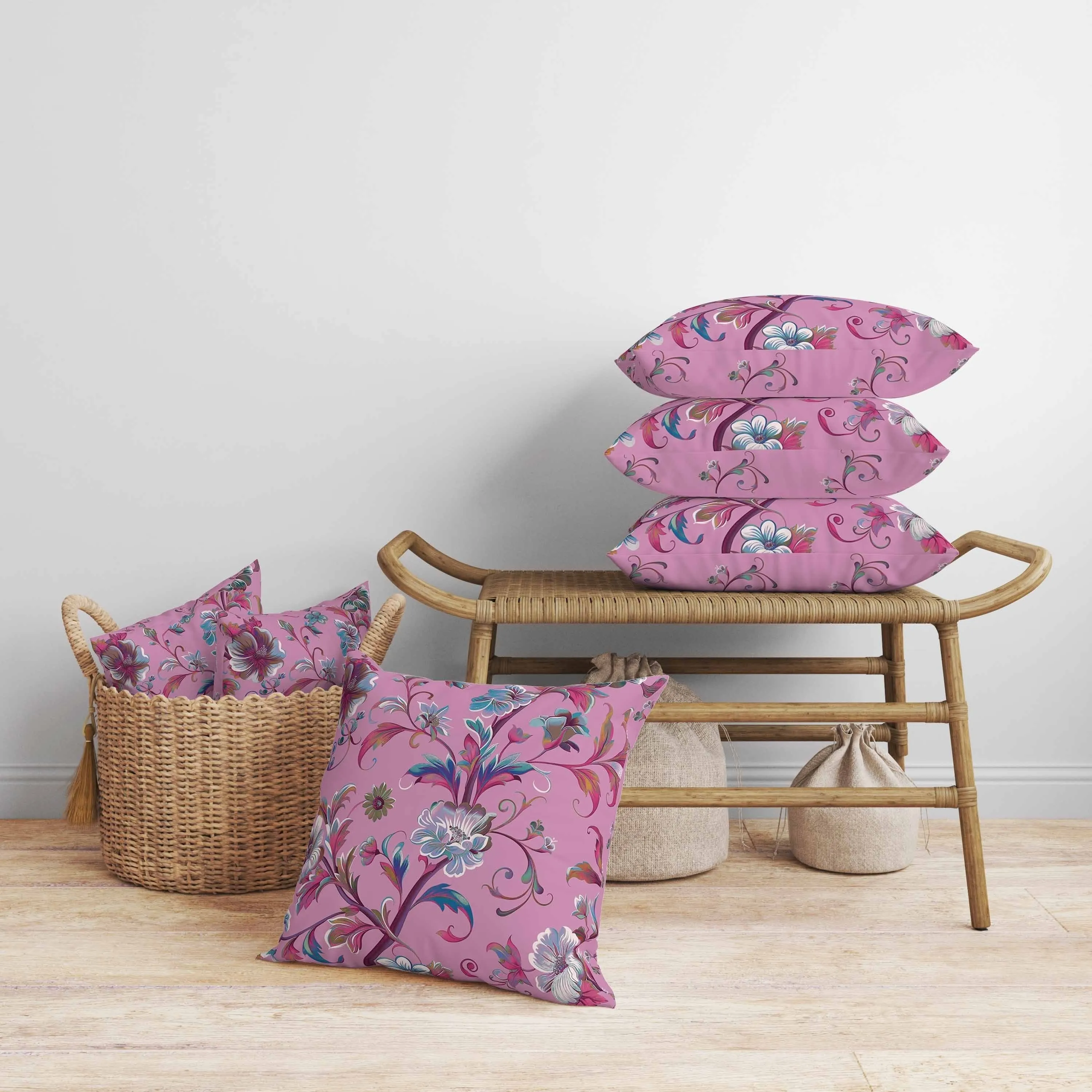 Nature's Palette Faux Suede Reversible Throw Pillow Pink and Blue