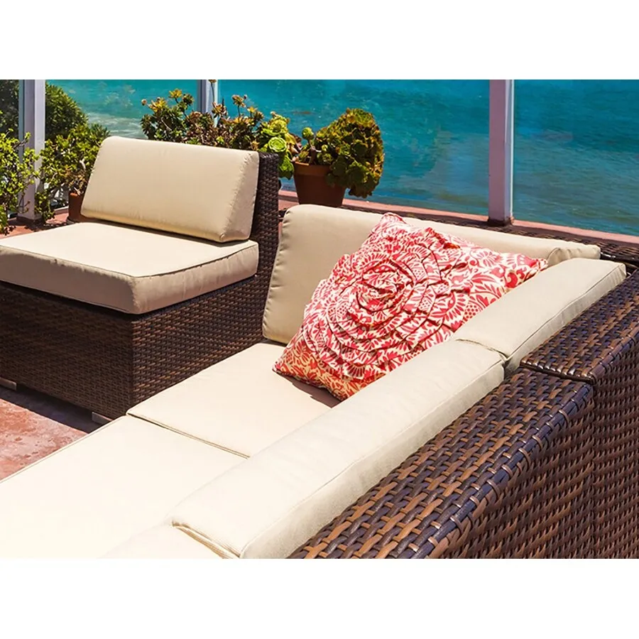 Ohana Outdoor Patio 7-piece Mixed Brown Wicker Conversation Set - No Assembly