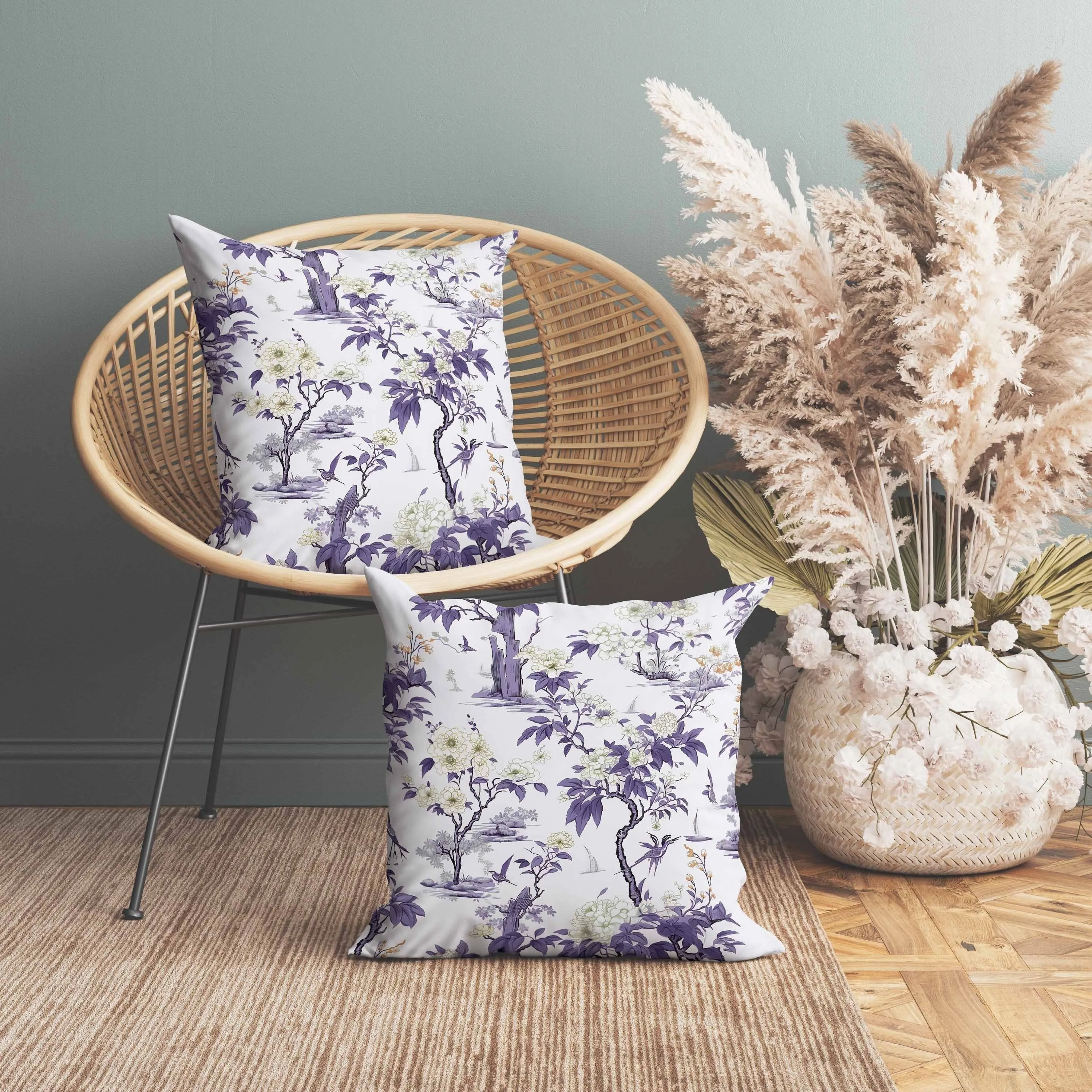 Open Air Orchid Faux Suede Reversible Throw Pillow White and Purple