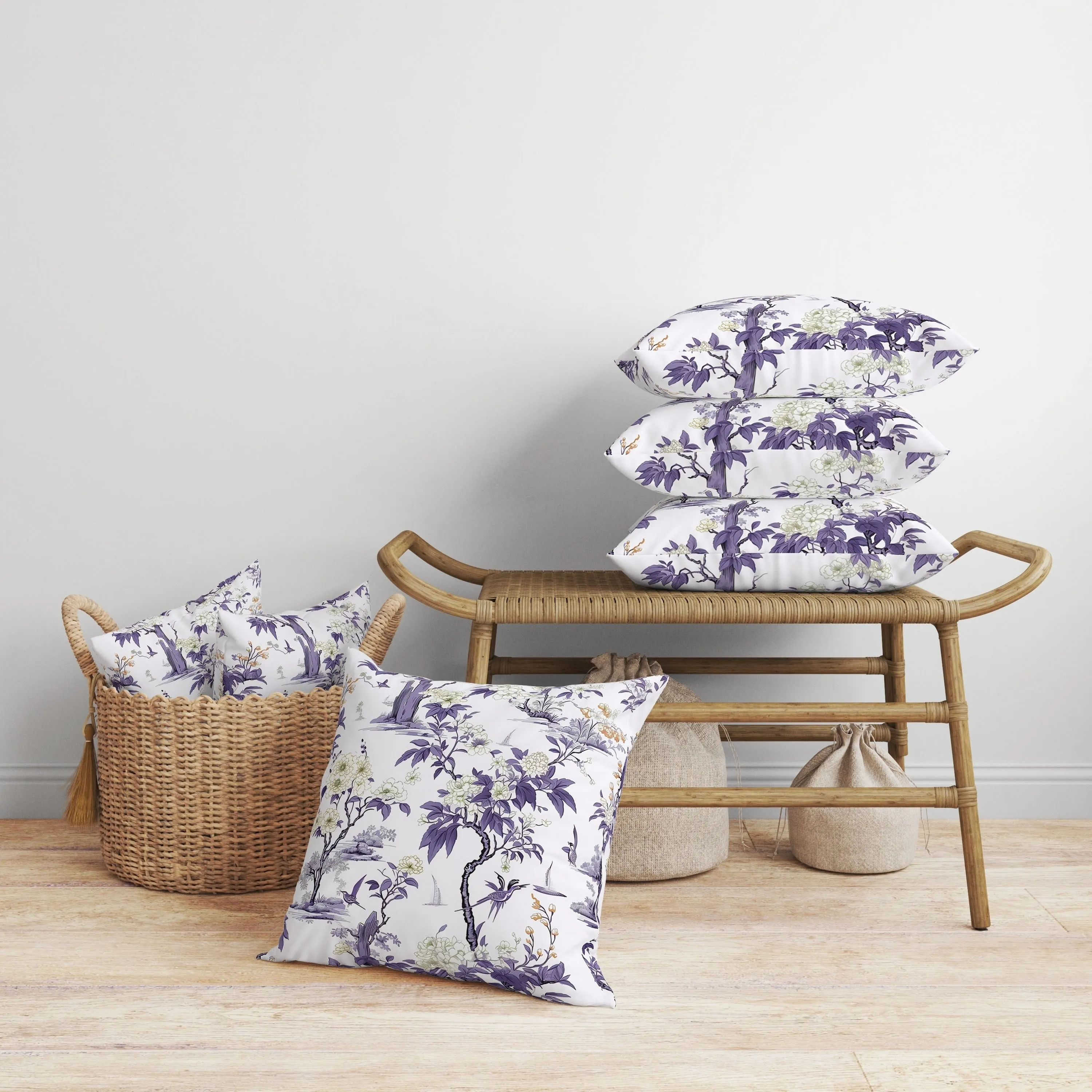 Open Air Orchid Faux Suede Reversible Throw Pillow White and Purple