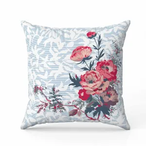 Opulent Orchid Roses Faux Suede Reversible Throw Pillow Blue and Red
