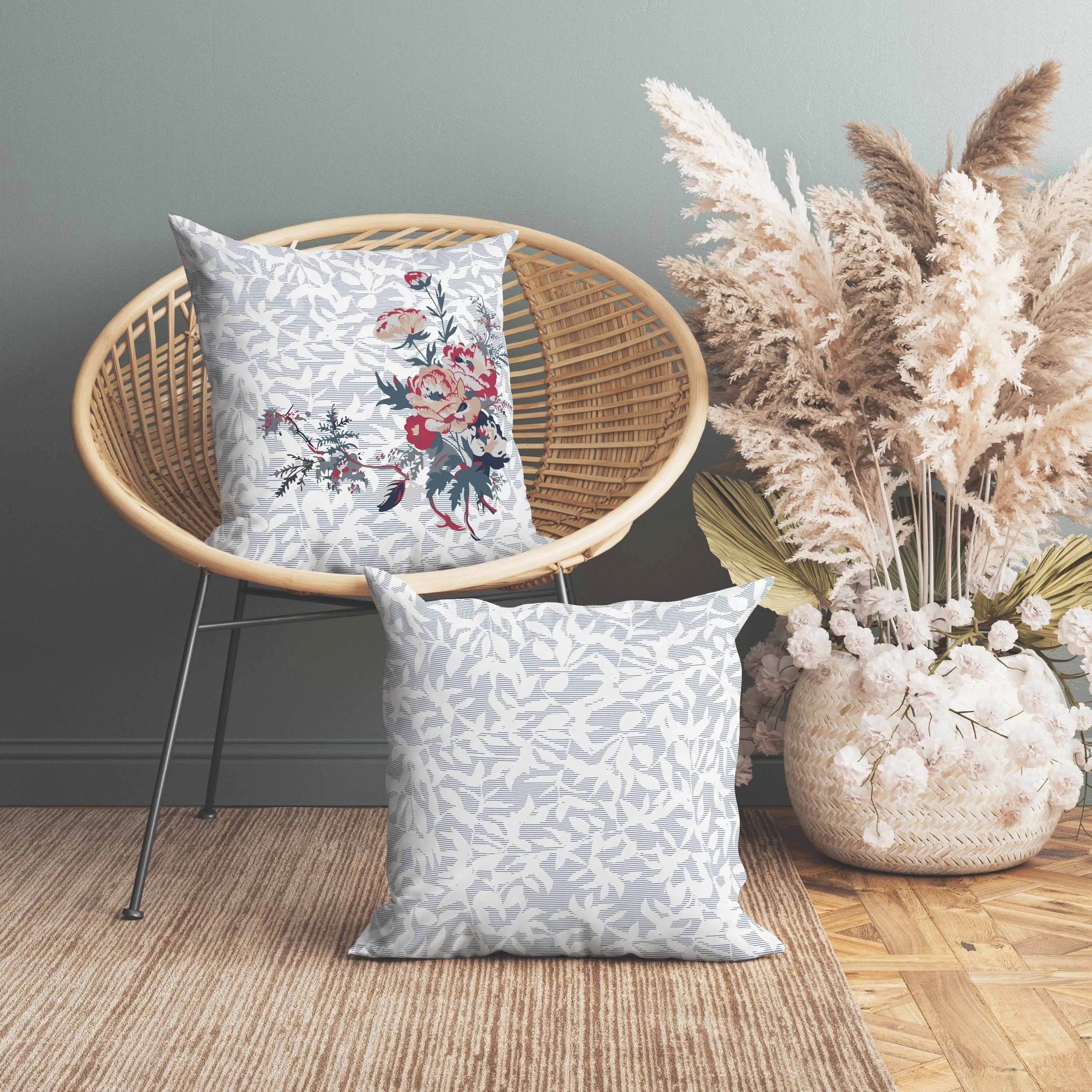 Opulent Orchid Roses Faux Suede Reversible Throw Pillow Gray and Red