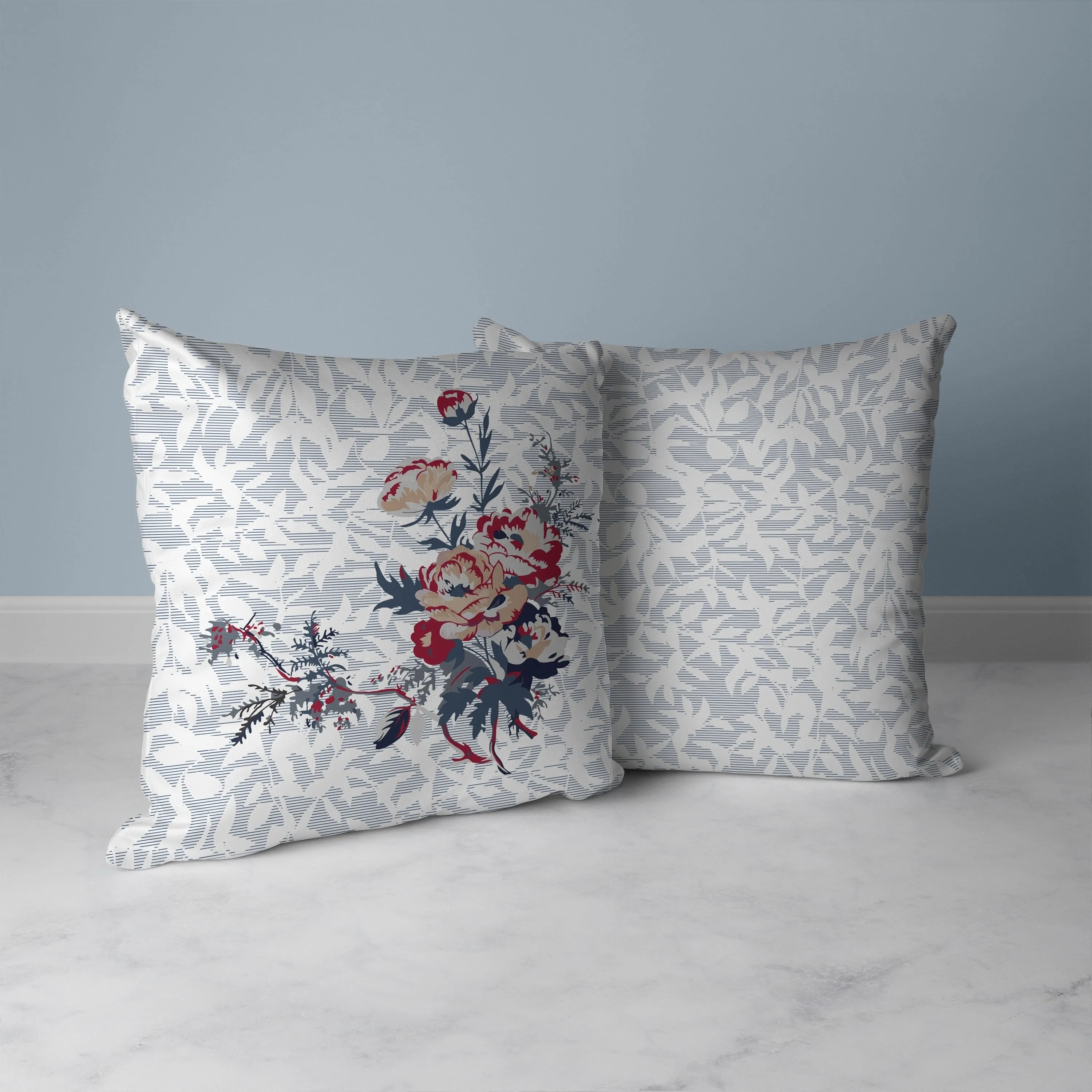 Opulent Orchid Roses Faux Suede Reversible Throw Pillow Gray and Red
