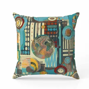 Orbital Echoes Faux Suede Reversible Throw Pillow Blue and Black
