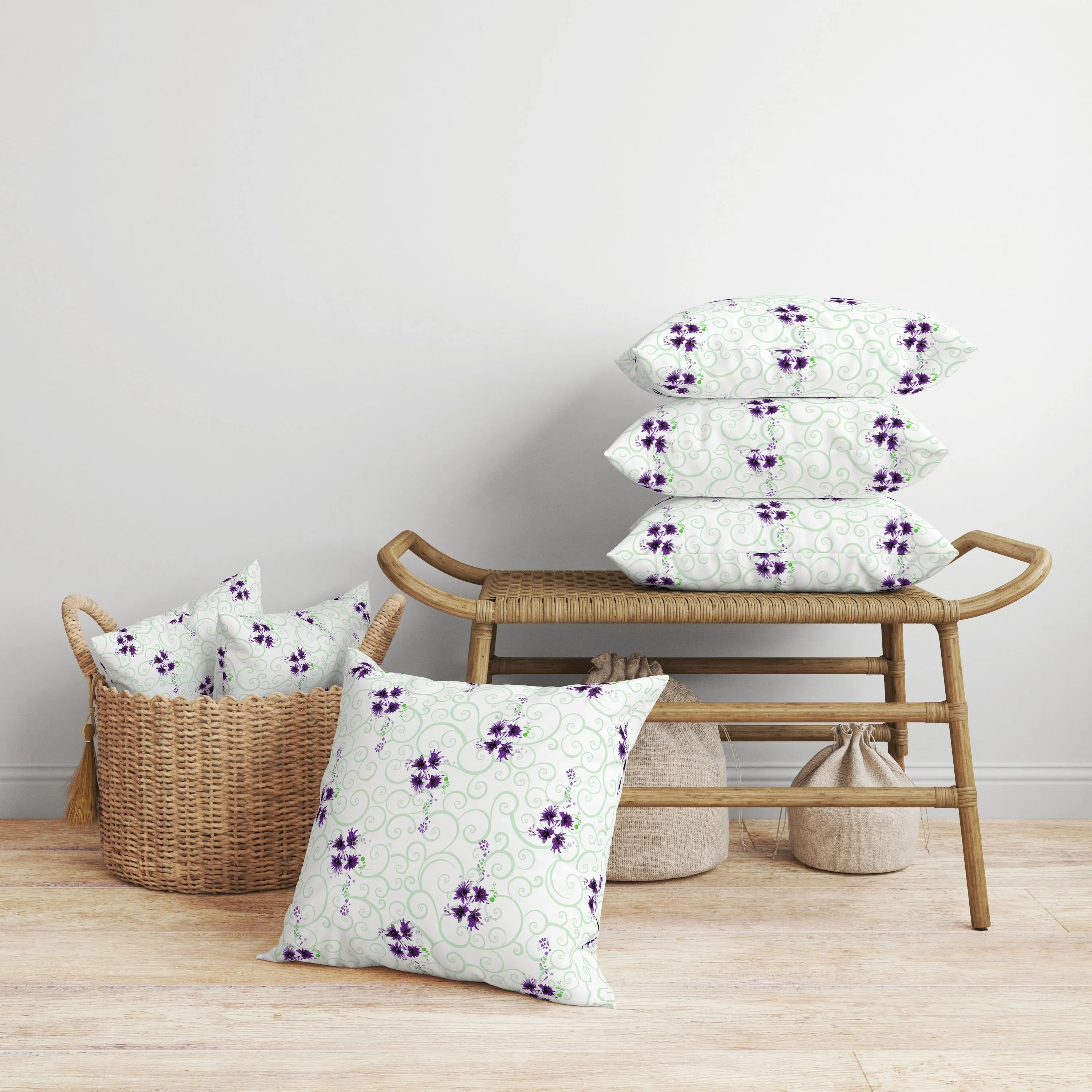 Orchid Artistry Faux Suede Reversible Throw Pillow Green and Violet