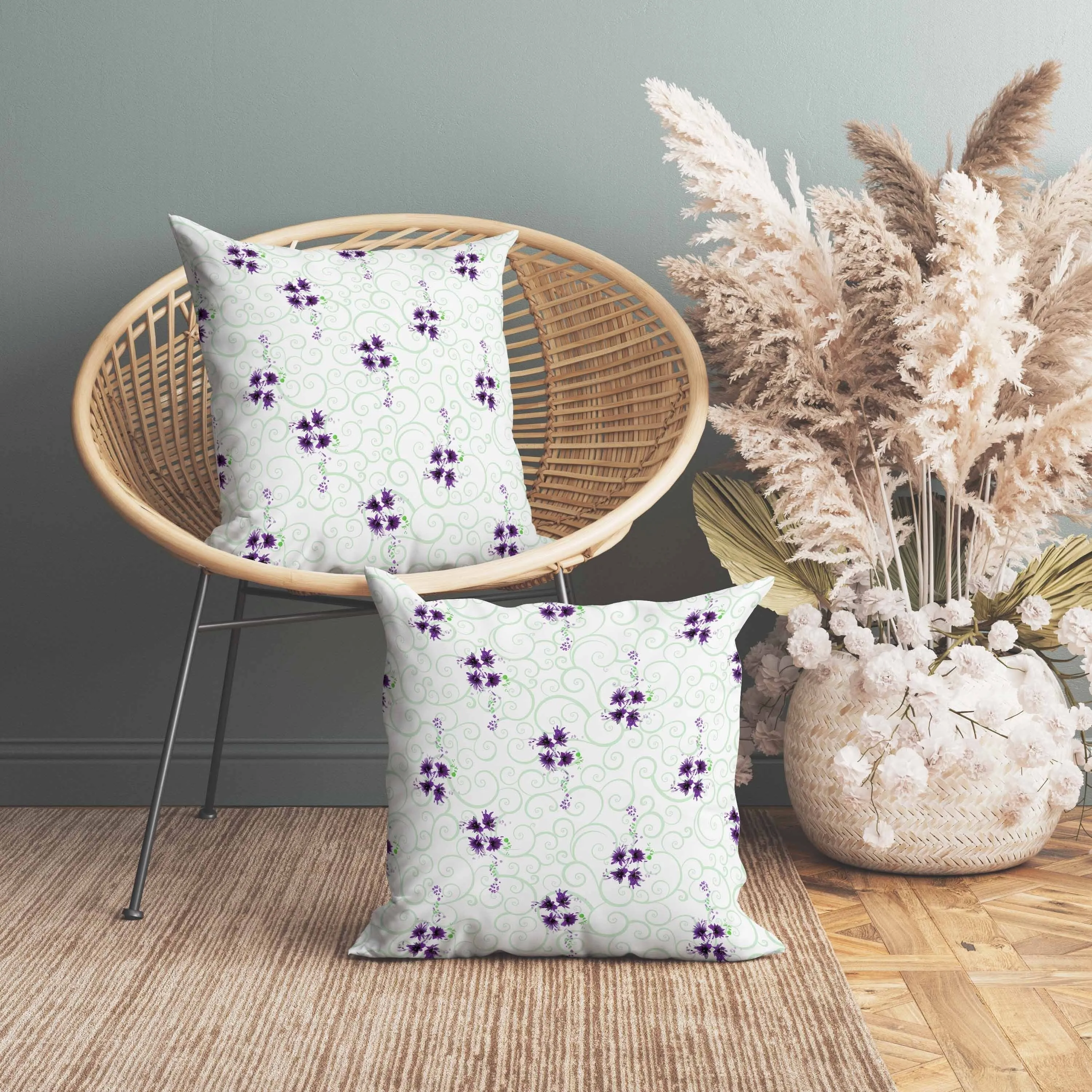 Orchid Artistry Faux Suede Reversible Throw Pillow Green and Violet