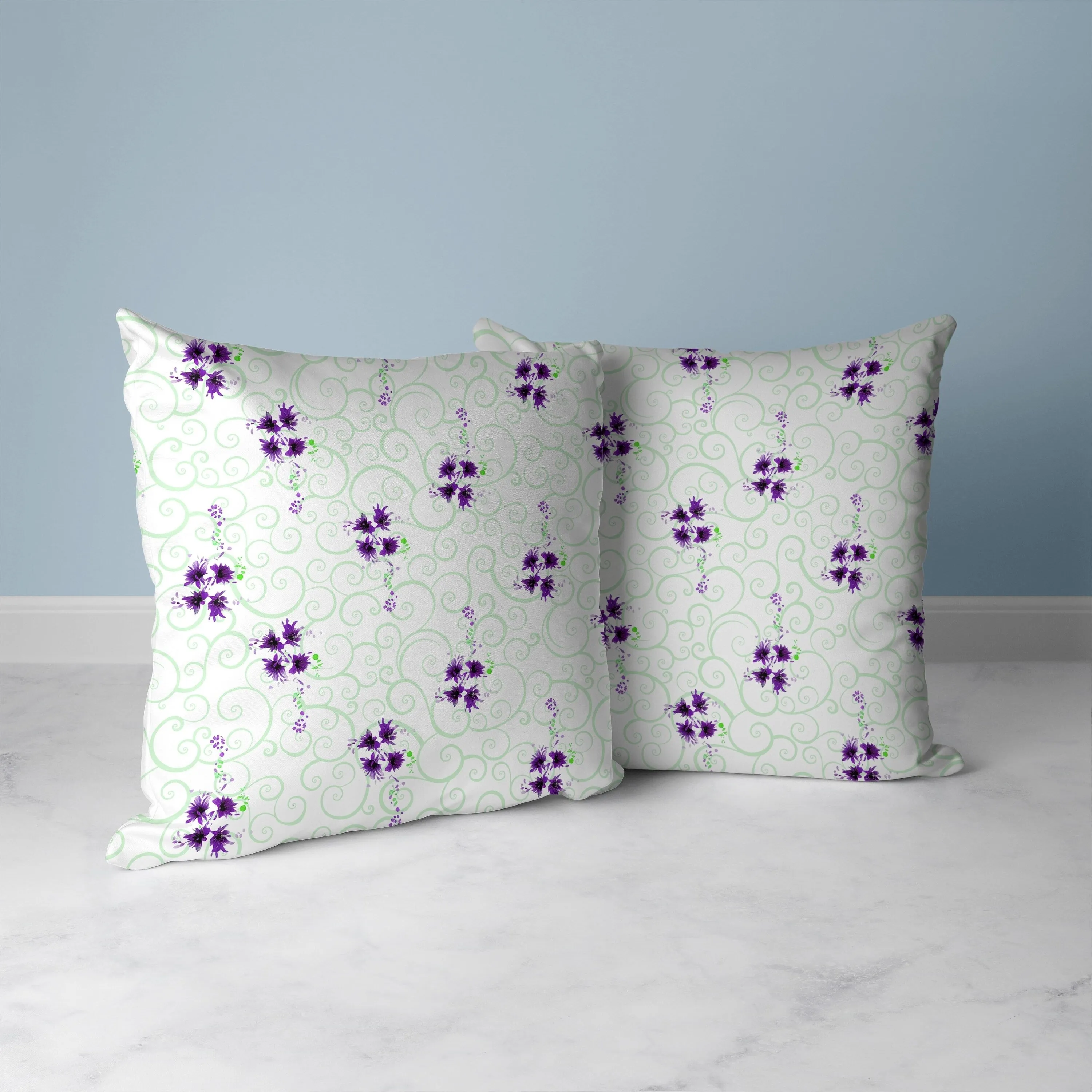 Orchid Artistry Faux Suede Reversible Throw Pillow Green and Violet