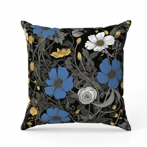 Orchid Overlay Faux Suede Reversible Throw Pillow Black and Blue