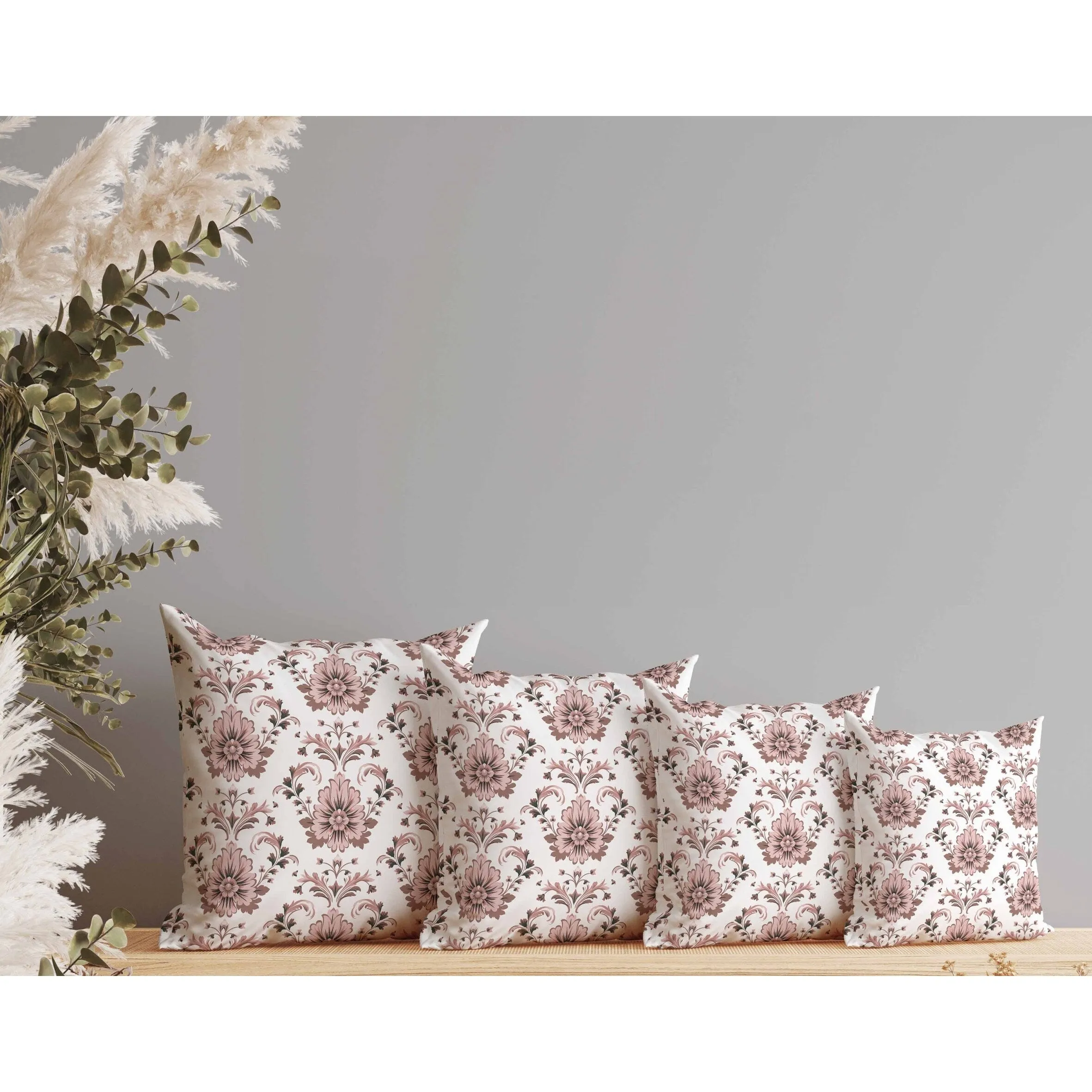 Ornate Opulence Faux Suede Reversible Throw Pillow Pink and Brown