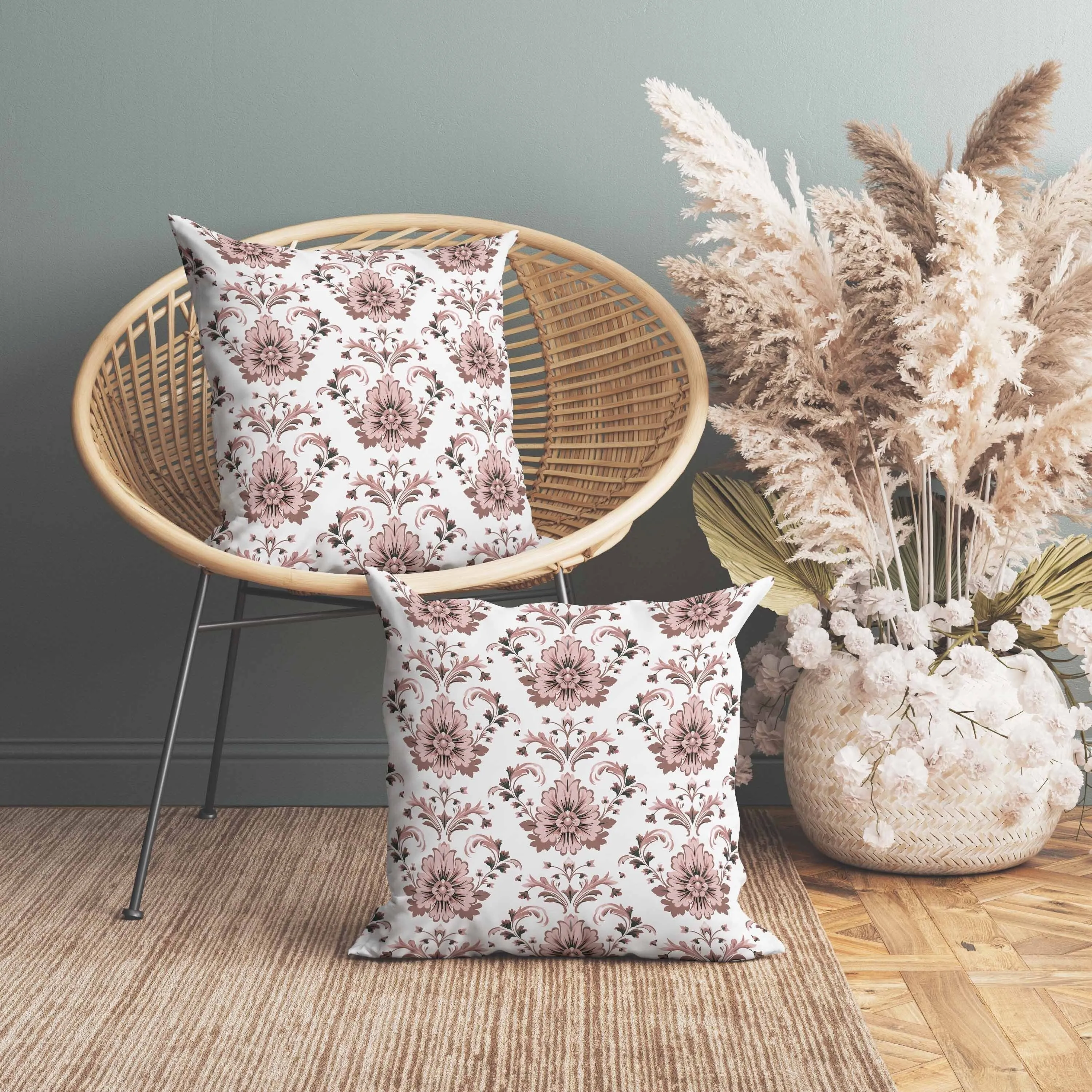 Ornate Opulence Faux Suede Reversible Throw Pillow Pink and Brown