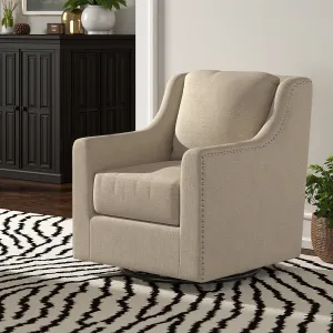 Orwyn Nailhead Slope Arm Swivel Chair by iNSPIRE Q Classic