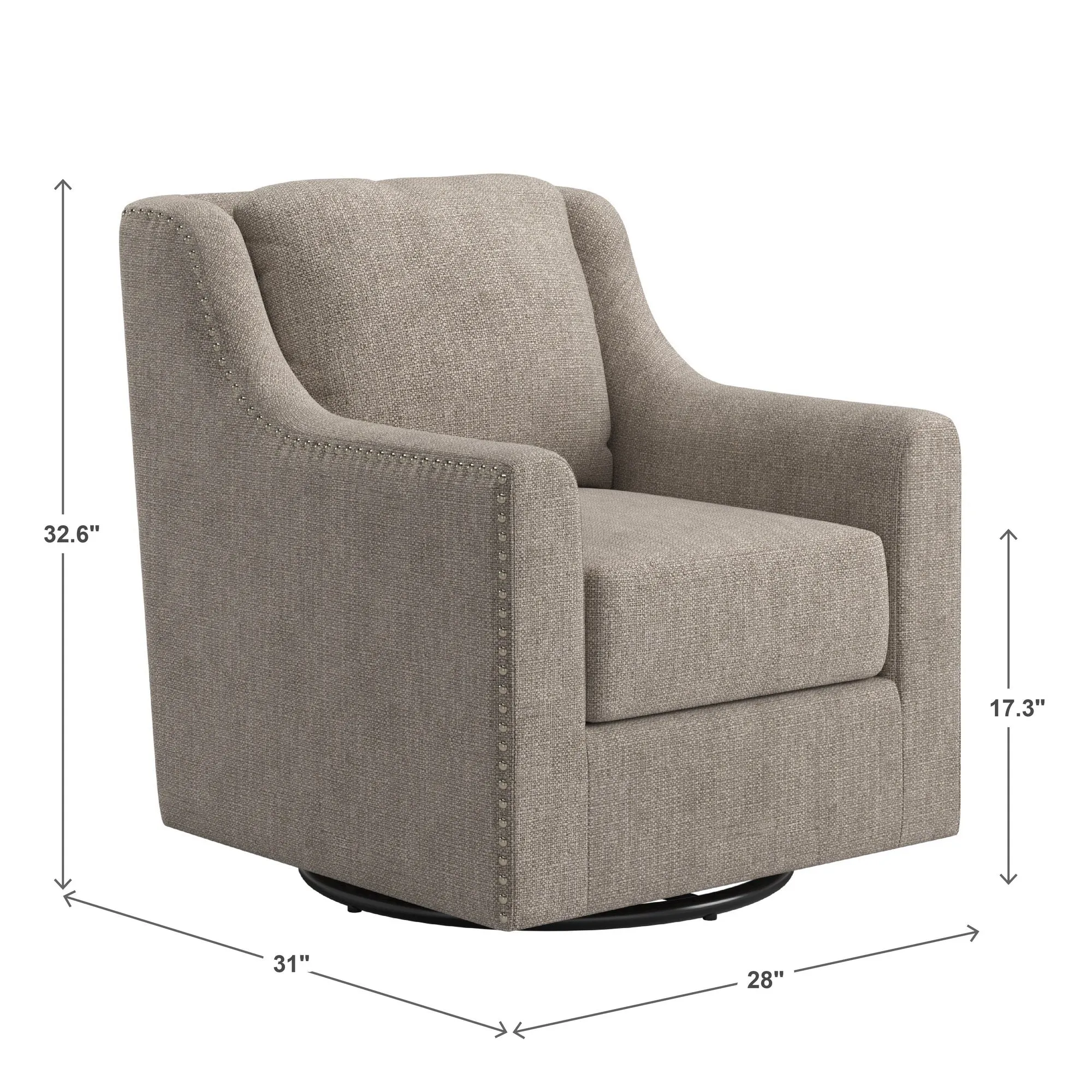 Orwyn Nailhead Slope Arm Swivel Chair by iNSPIRE Q Classic