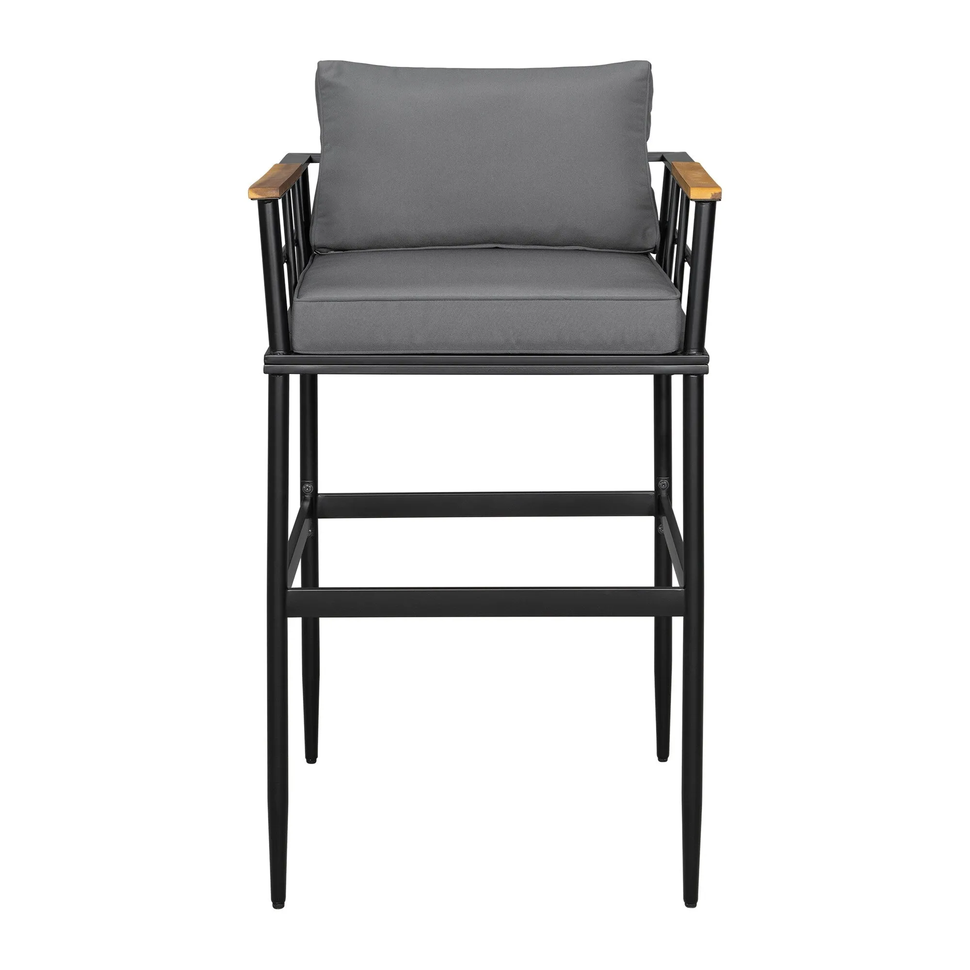 Outdoor Wood Chairs Set with Metal Table for Patio (Set of 5)