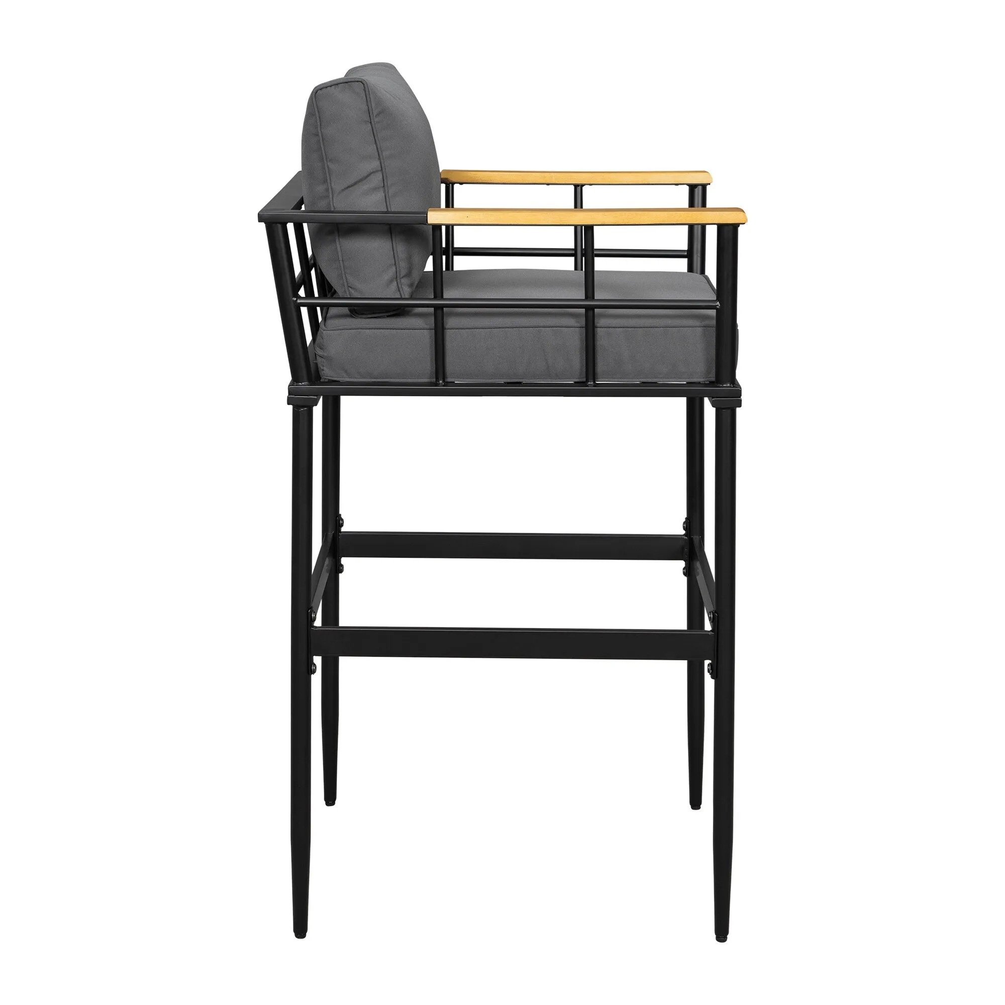 Outdoor Wood Chairs Set with Metal Table for Patio (Set of 5)