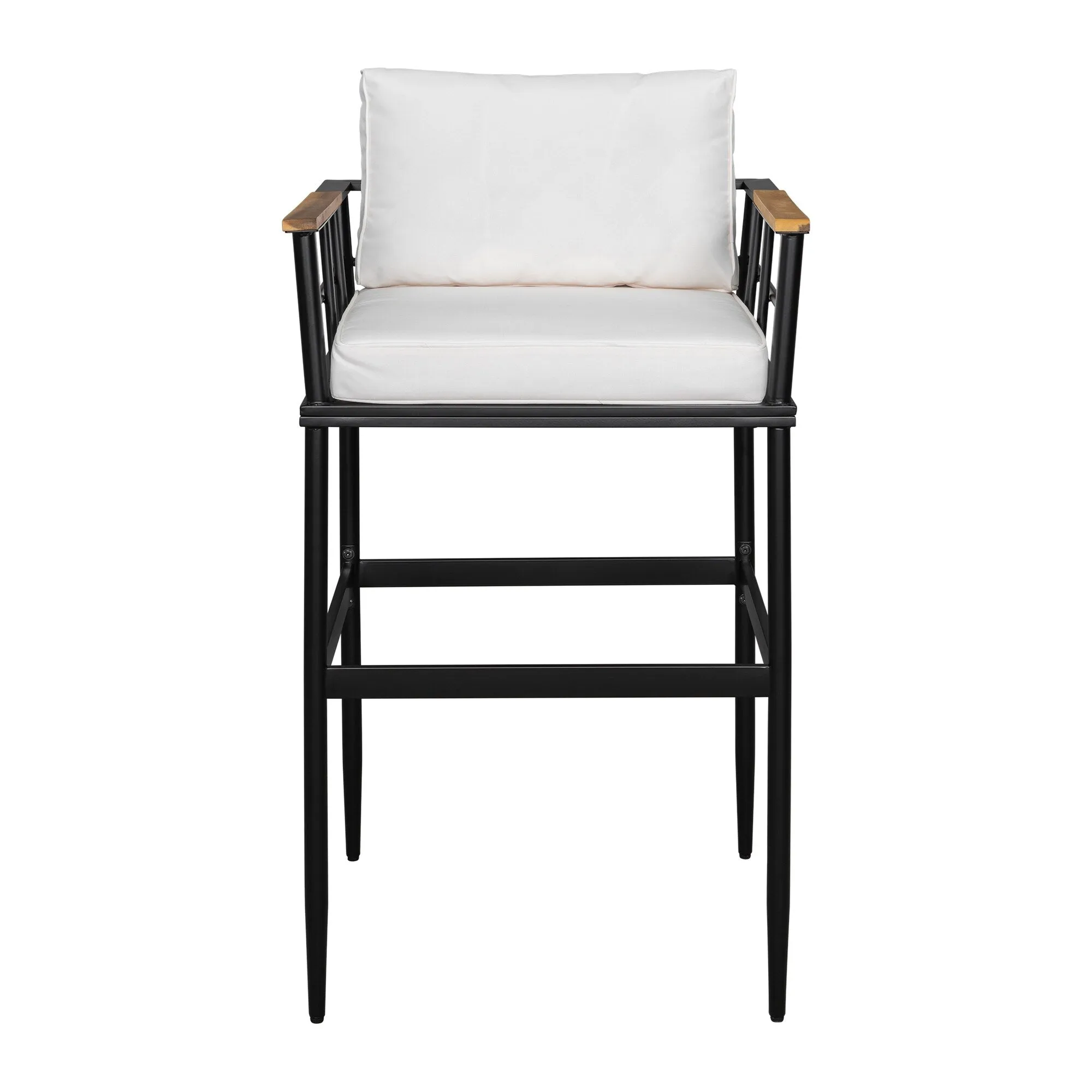 Outdoor Wood Chairs Set with Metal Table for Patio (Set of 5)