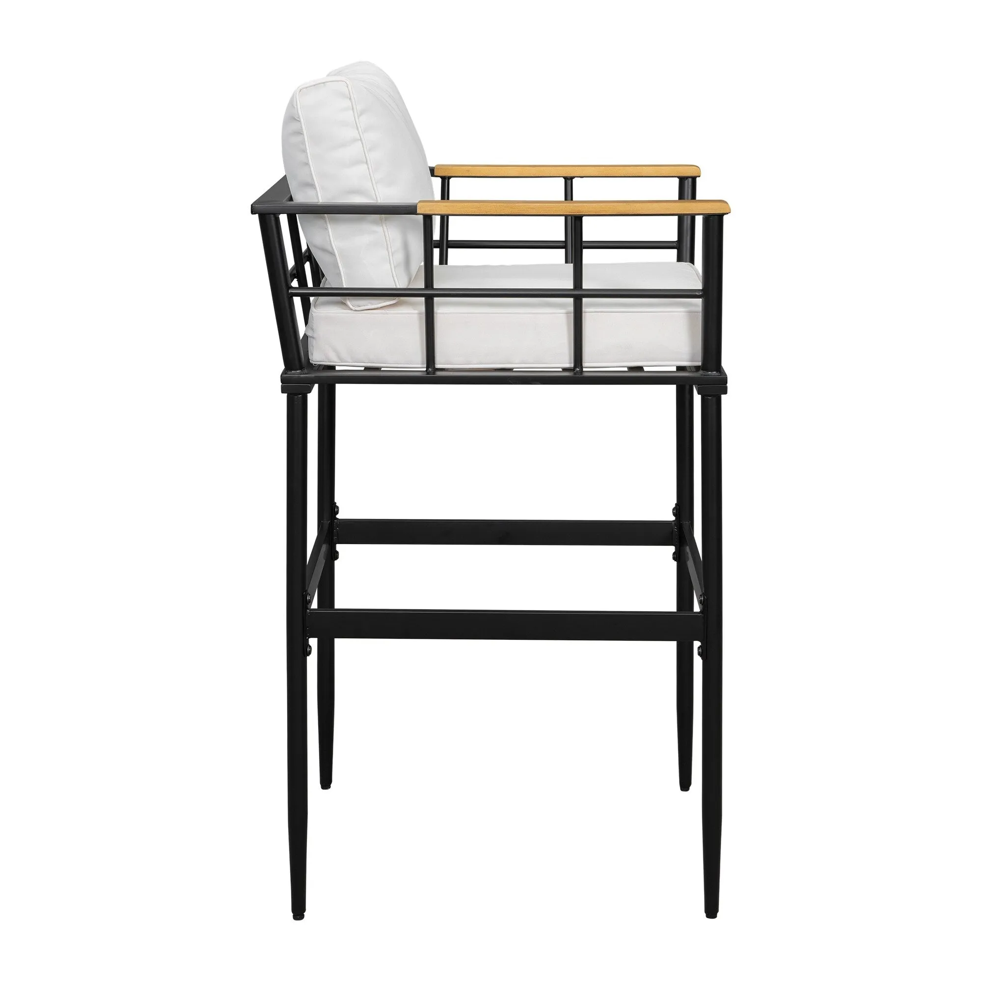 Outdoor Wood Chairs Set with Metal Table for Patio (Set of 5)