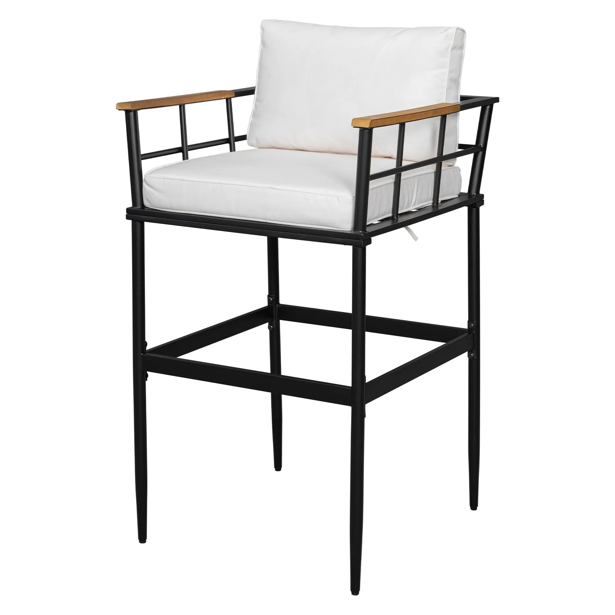 Outdoor Wood Chairs Set with Metal Table for Patio (Set of 5)