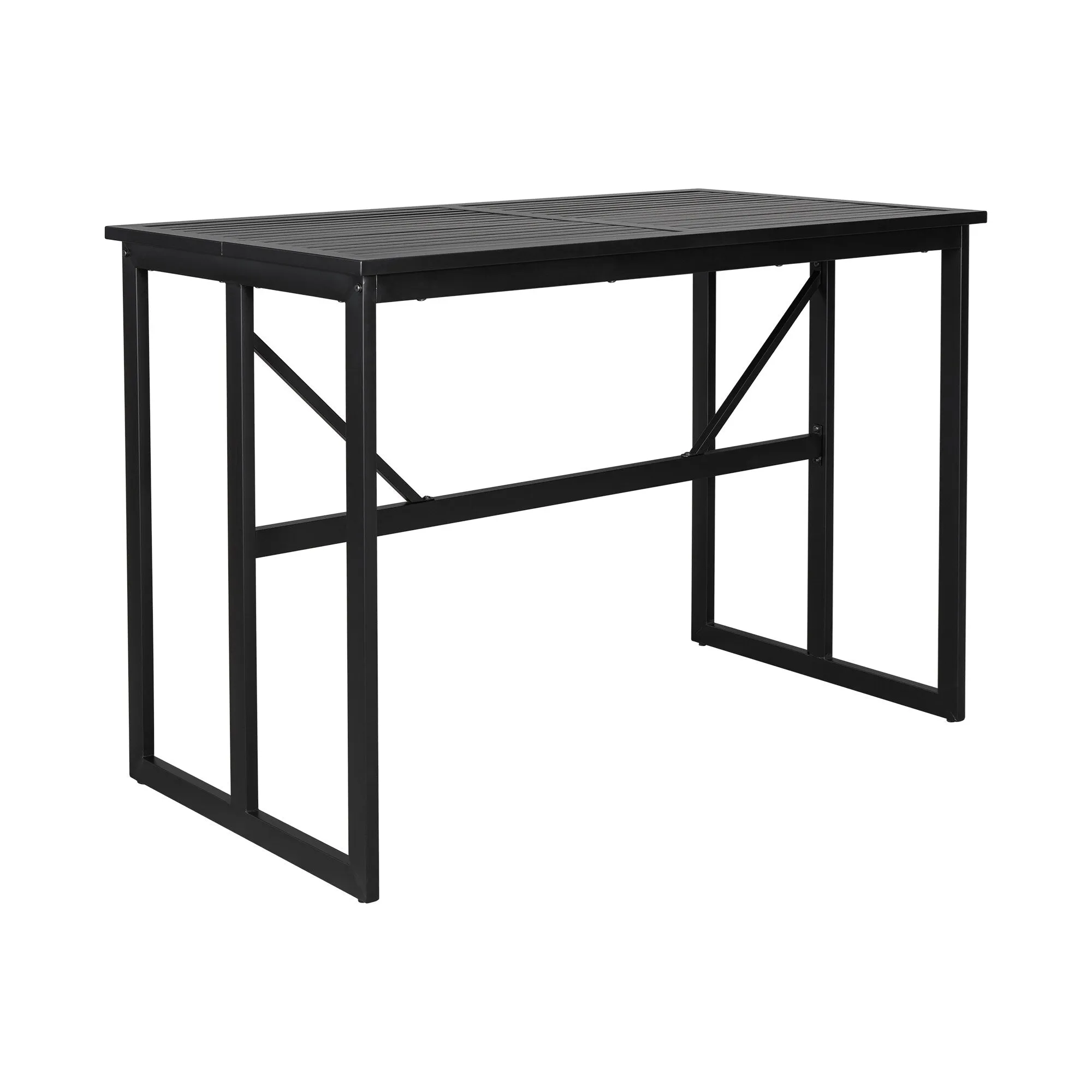Outdoor Wood Chairs Set with Metal Table for Patio (Set of 5)