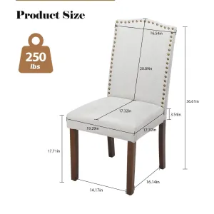 Padded Dining Chairs with Solid Wood Legs. Set of 2