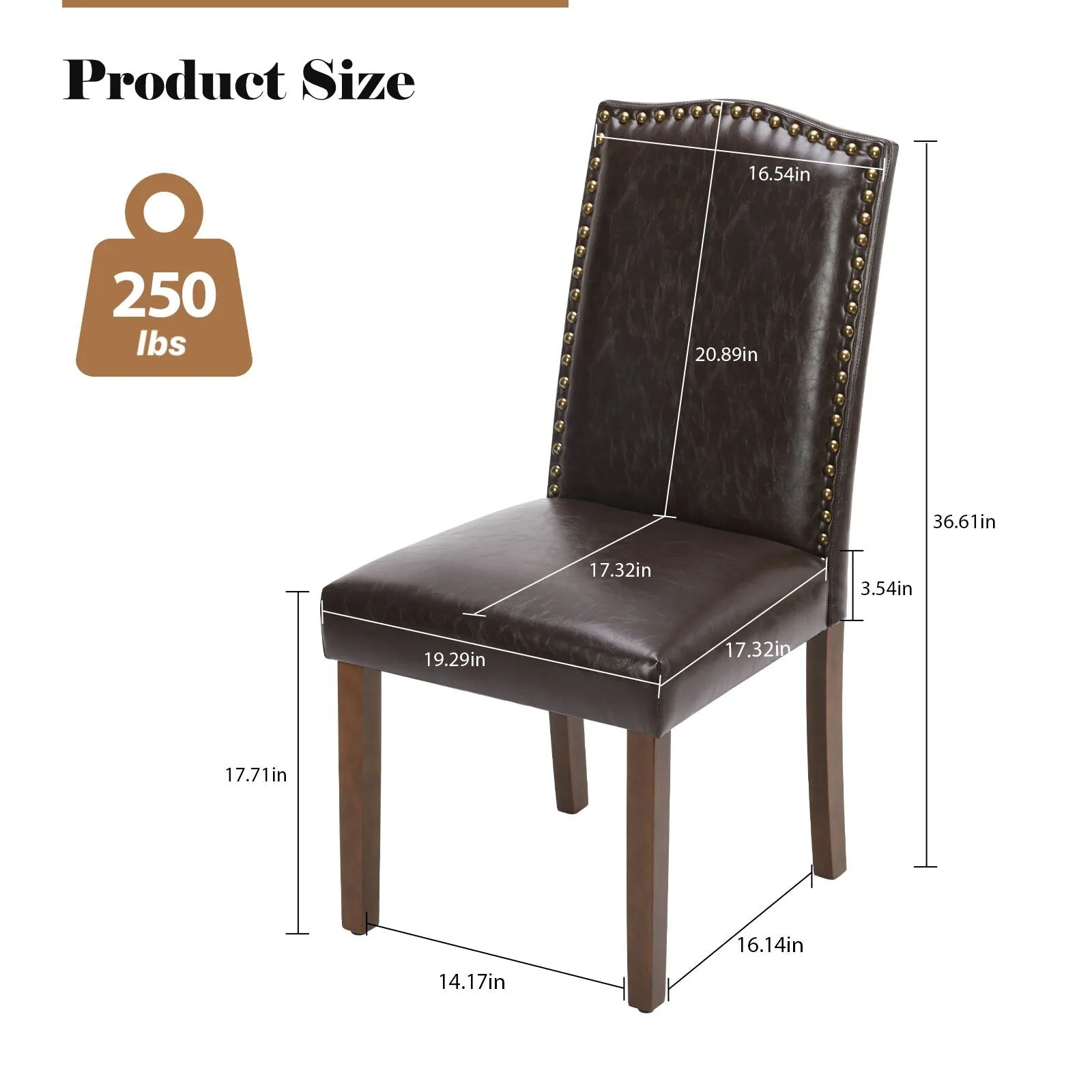 Padded Dining Chairs with Solid Wood Legs. Set of 2