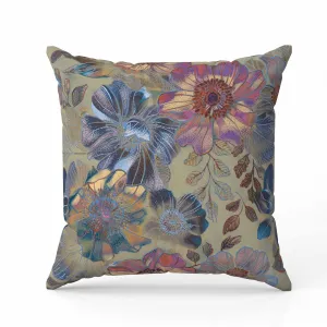 Painted Petalscape Faux Suede Reversible Throw Pillow Beige and Pink