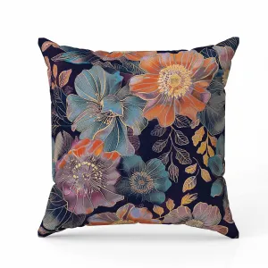 Painted Petalscape Faux Suede Reversible Throw Pillow Turquoise and Orange