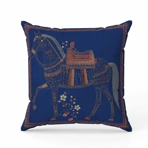 Painted Pony Faux Suede Reversible Throw Pillow Blue and Orange