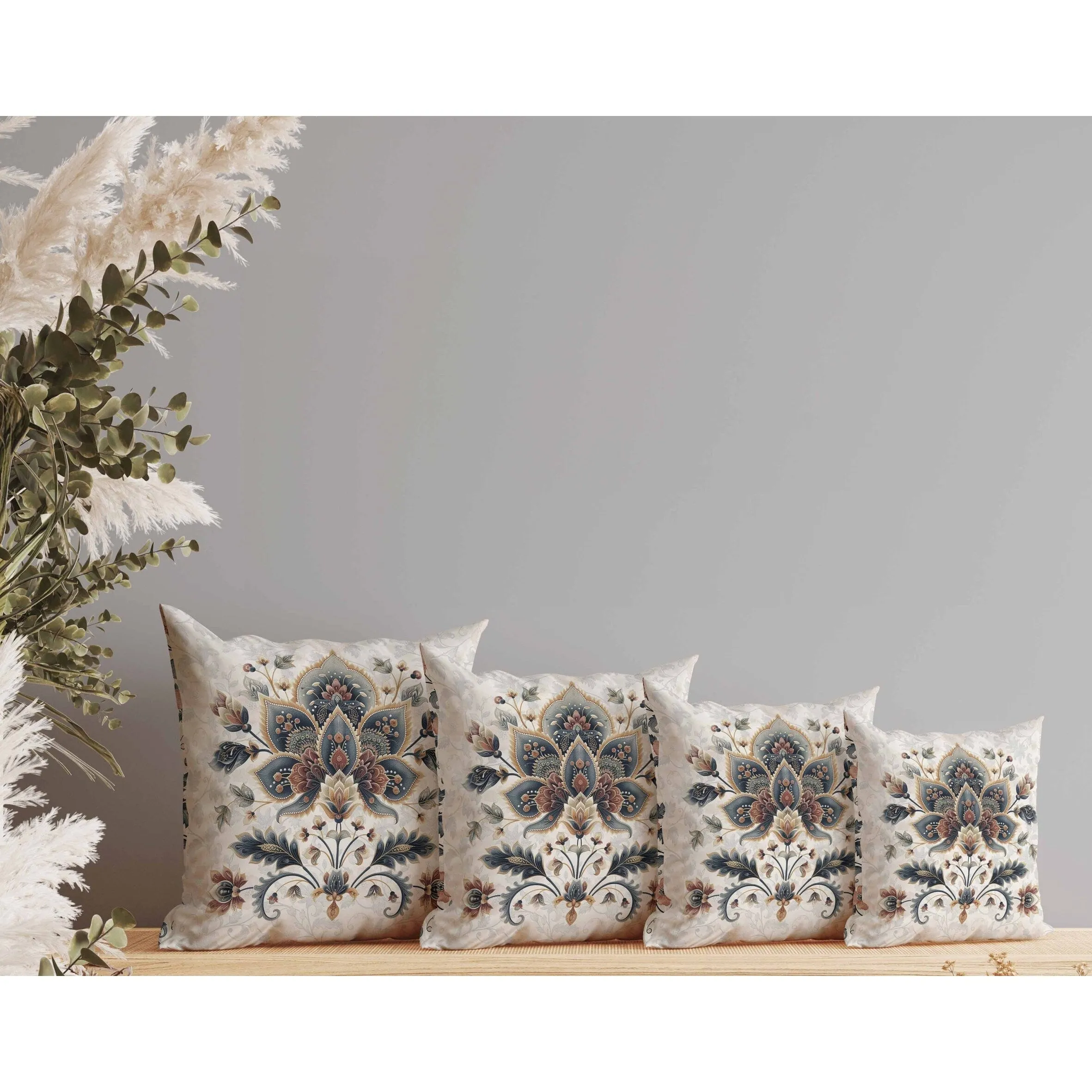 Paisley Petal Melody Faux Suede Reversible Throw Pillow Gray and Copper