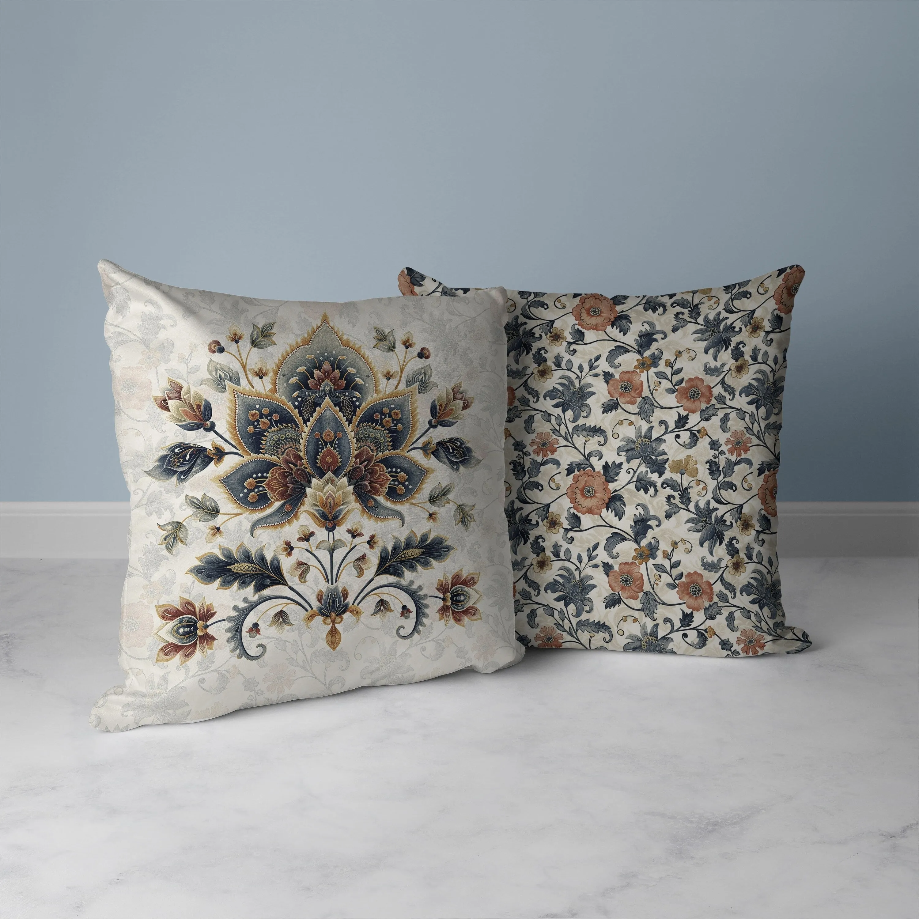 Paisley Petal Melody Faux Suede Reversible Throw Pillow Gray and Copper