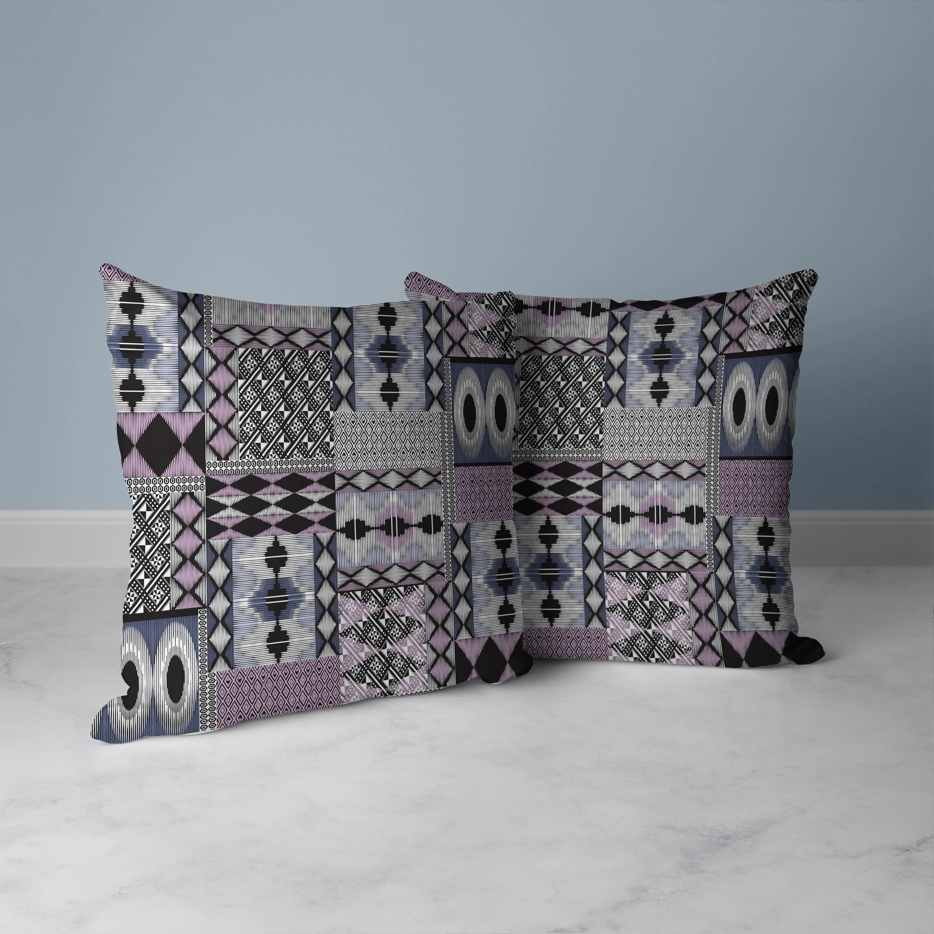 Patched Perfection Faux Suede Reversible Throw Pillow Pink and Blue