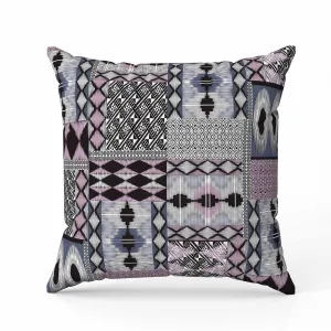 Patched Perfection Faux Suede Reversible Throw Pillow Pink and Blue