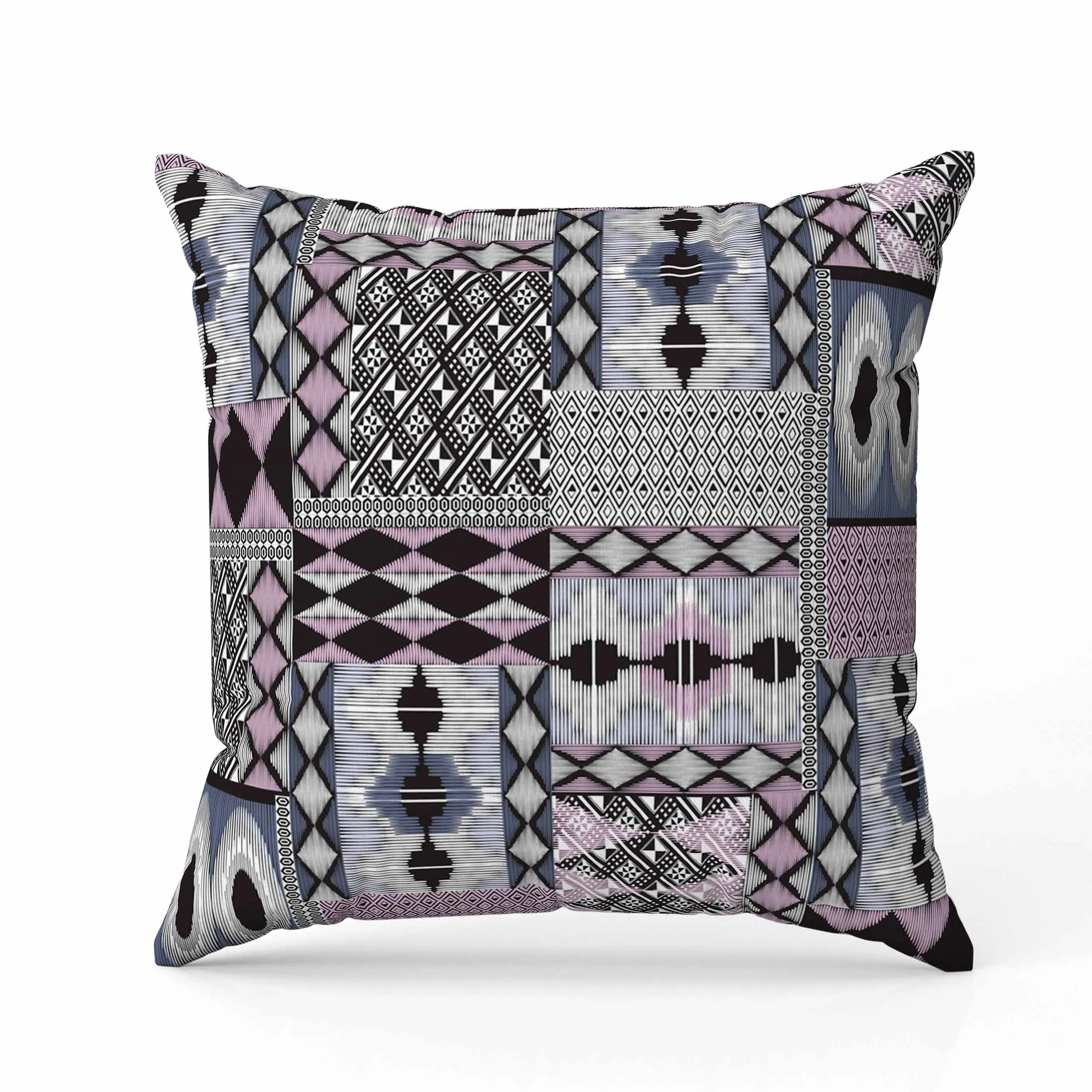 Patched Perfection Faux Suede Reversible Throw Pillow Pink and Blue