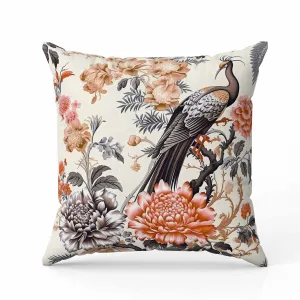 Peacock Panache Faux Suede Reversible Throw Pillow Beige and Brown