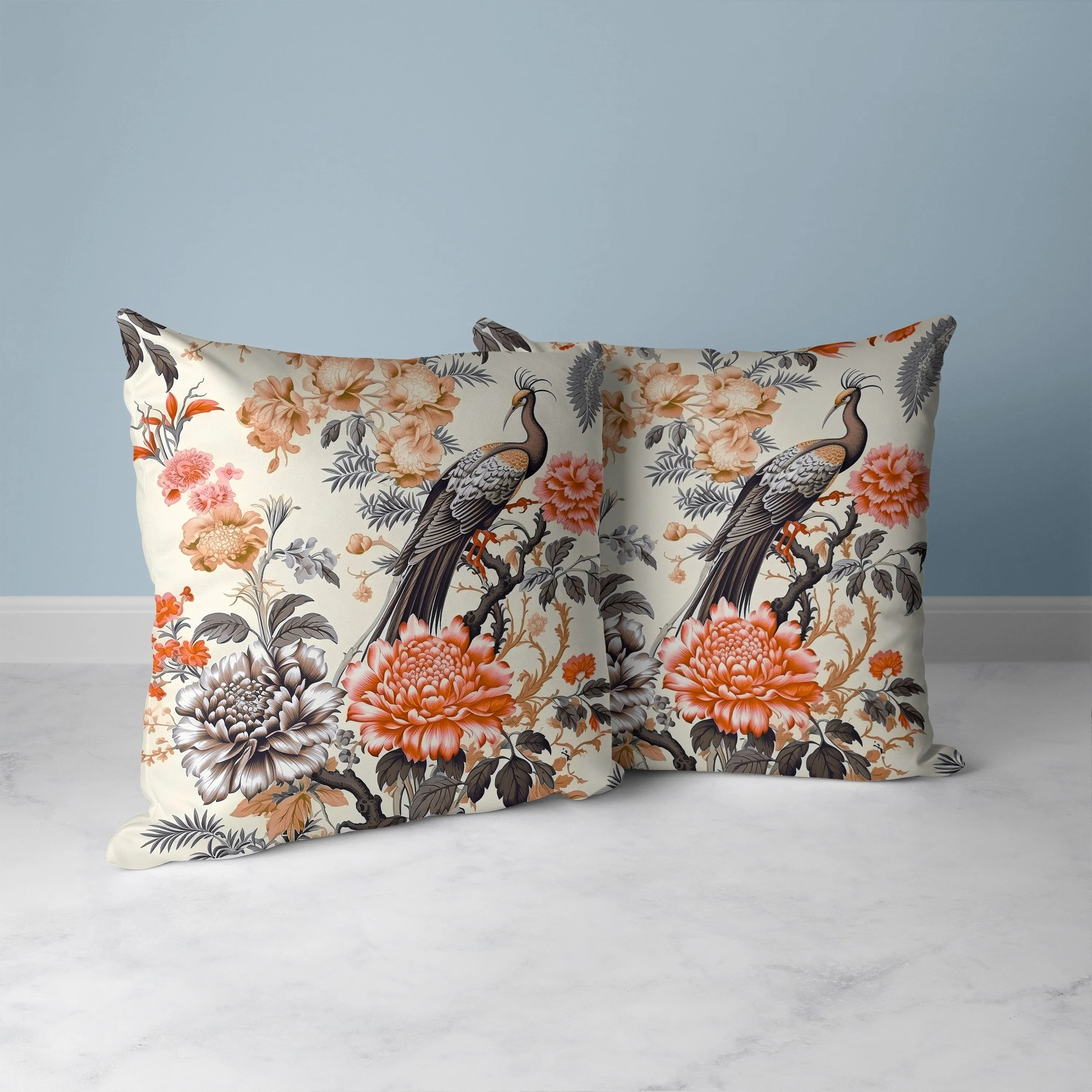 Peacock Panache Faux Suede Reversible Throw Pillow Beige and Brown