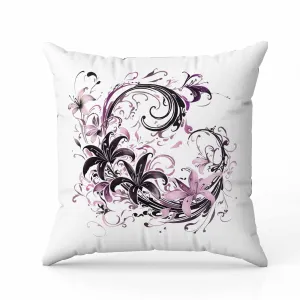 Petal and Swirl Faux Suede Reversible Throw Pillow White and Purple
