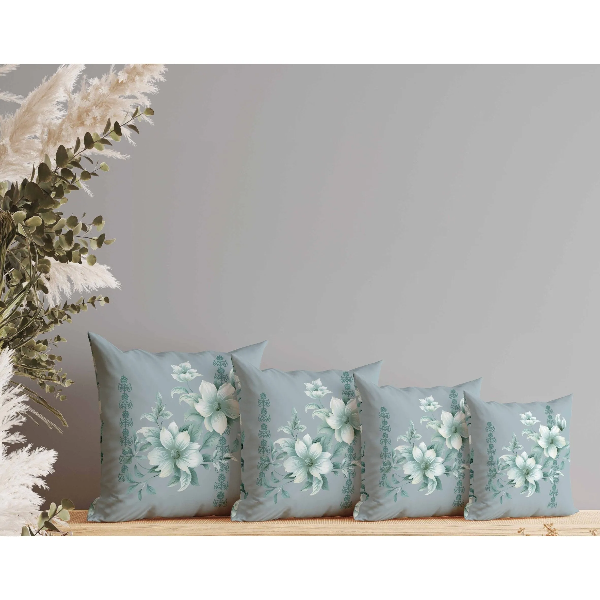 Petal Perfection Faux Suede Reversible Throw Pillow Mint and Green