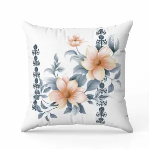 Petal Perfection Faux Suede Reversible Throw Pillow White and Blue