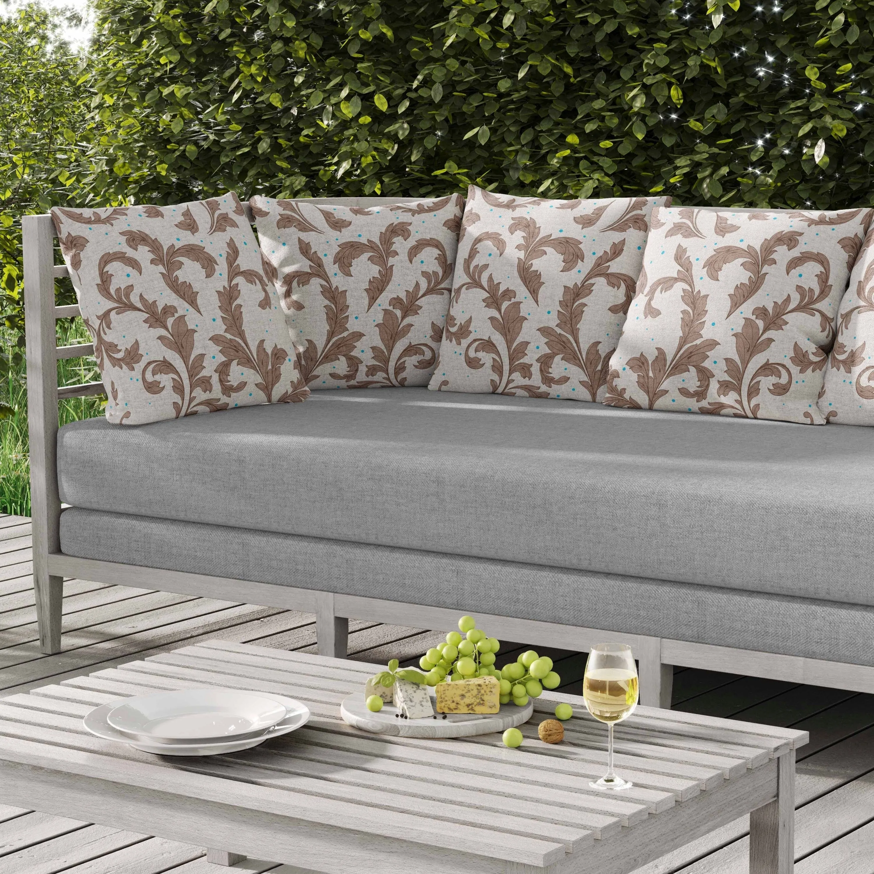 Petal Perfection Indoor/Outdoor Reversible Throw Pillow White and Brown