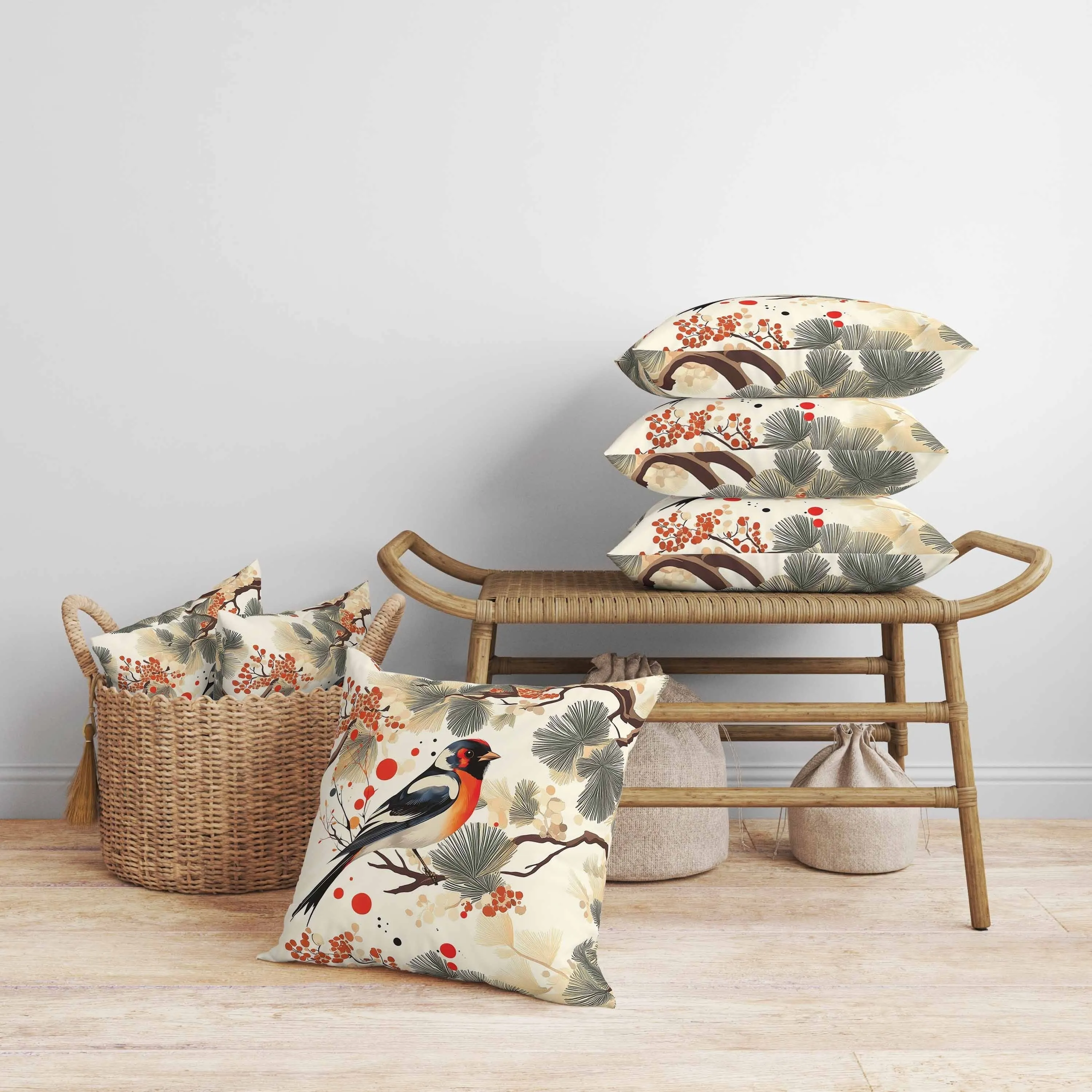 Pine and Ember Faux Suede Reversible Throw Pillow Beige and Brown