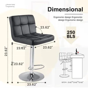 PU Leather Swivel Stools with Backrest & Footrest. Set of 2