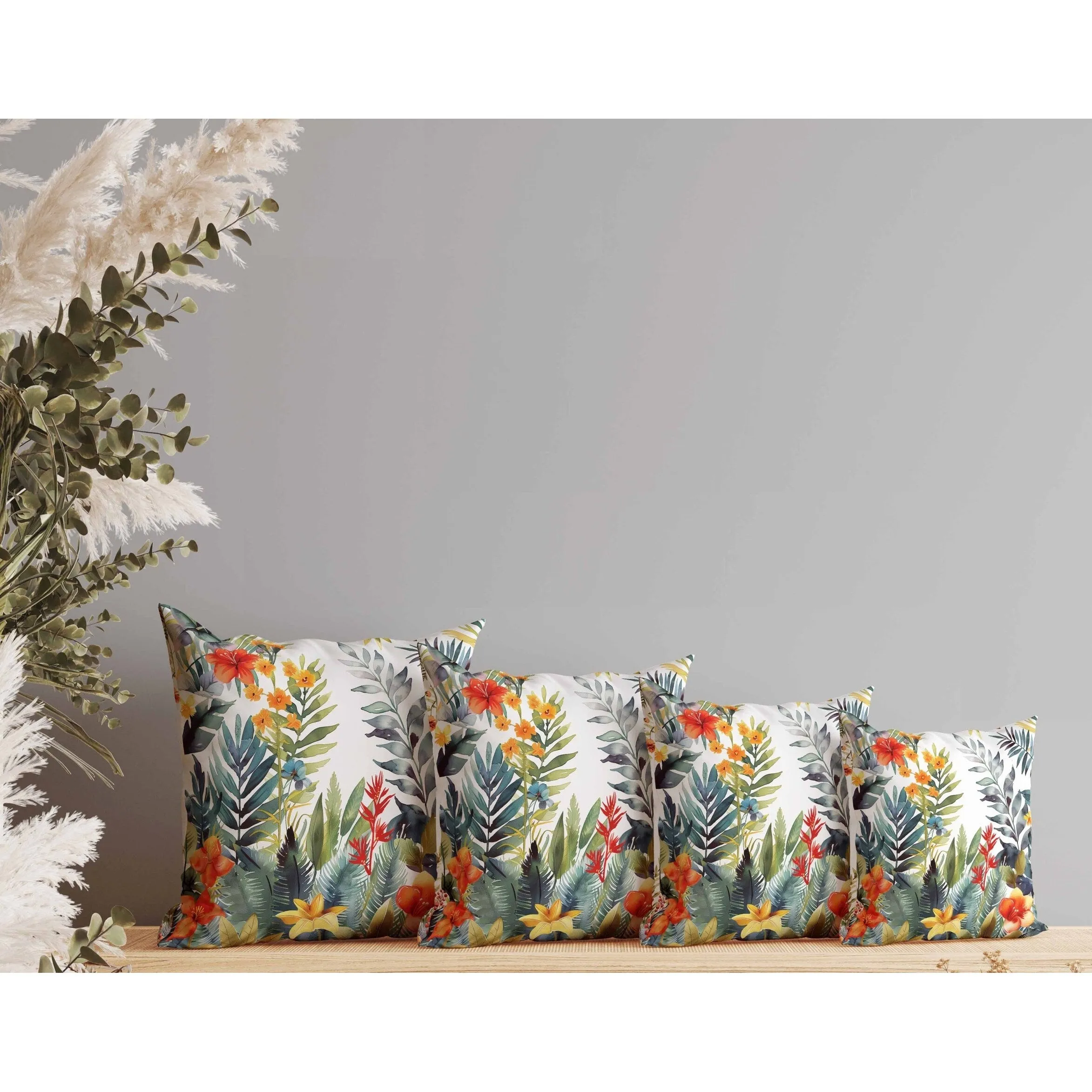 Rainforest Dream Indoor/Outdoor Reversible Throw Pillow Blue and Yellow