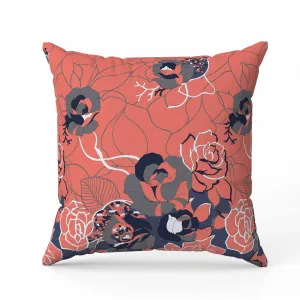 Regal Rose Retreat Faux Suede Reversible Throw Pillow Desaturated and Red