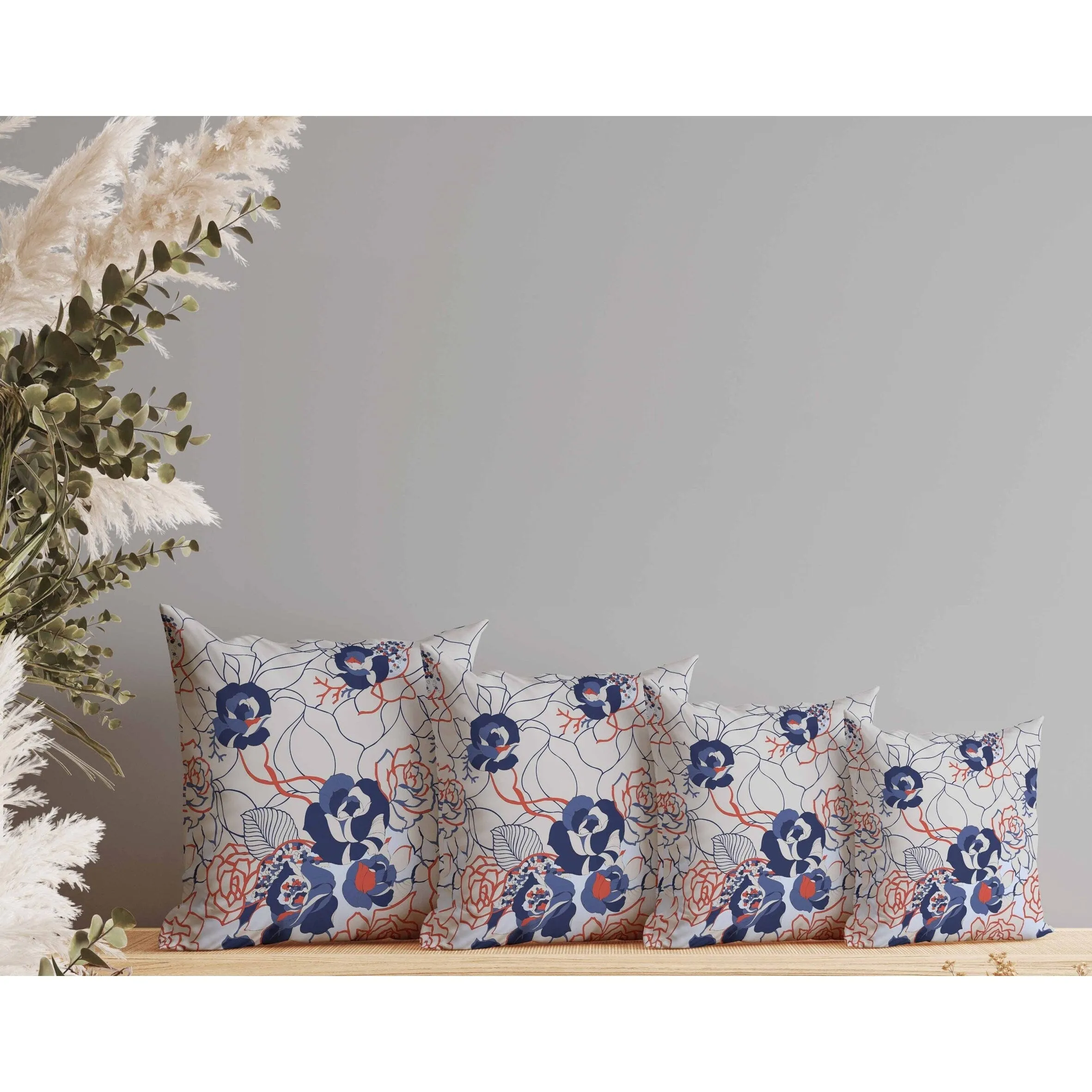 Regal Rose Retreat Faux Suede Reversible Throw Pillow Silver and Blue